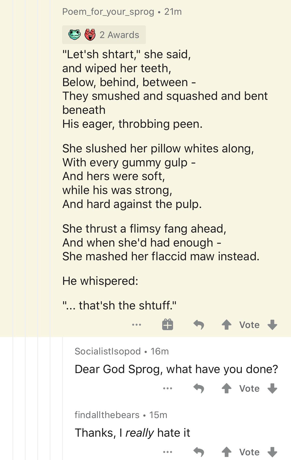 On an AskReddit about if your teeth were naturally flaccid