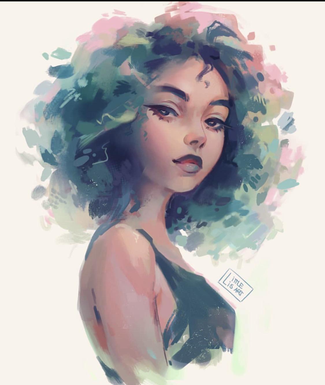 Green Curls🌿🌿, Little Lis, digital, 2020 r/Art