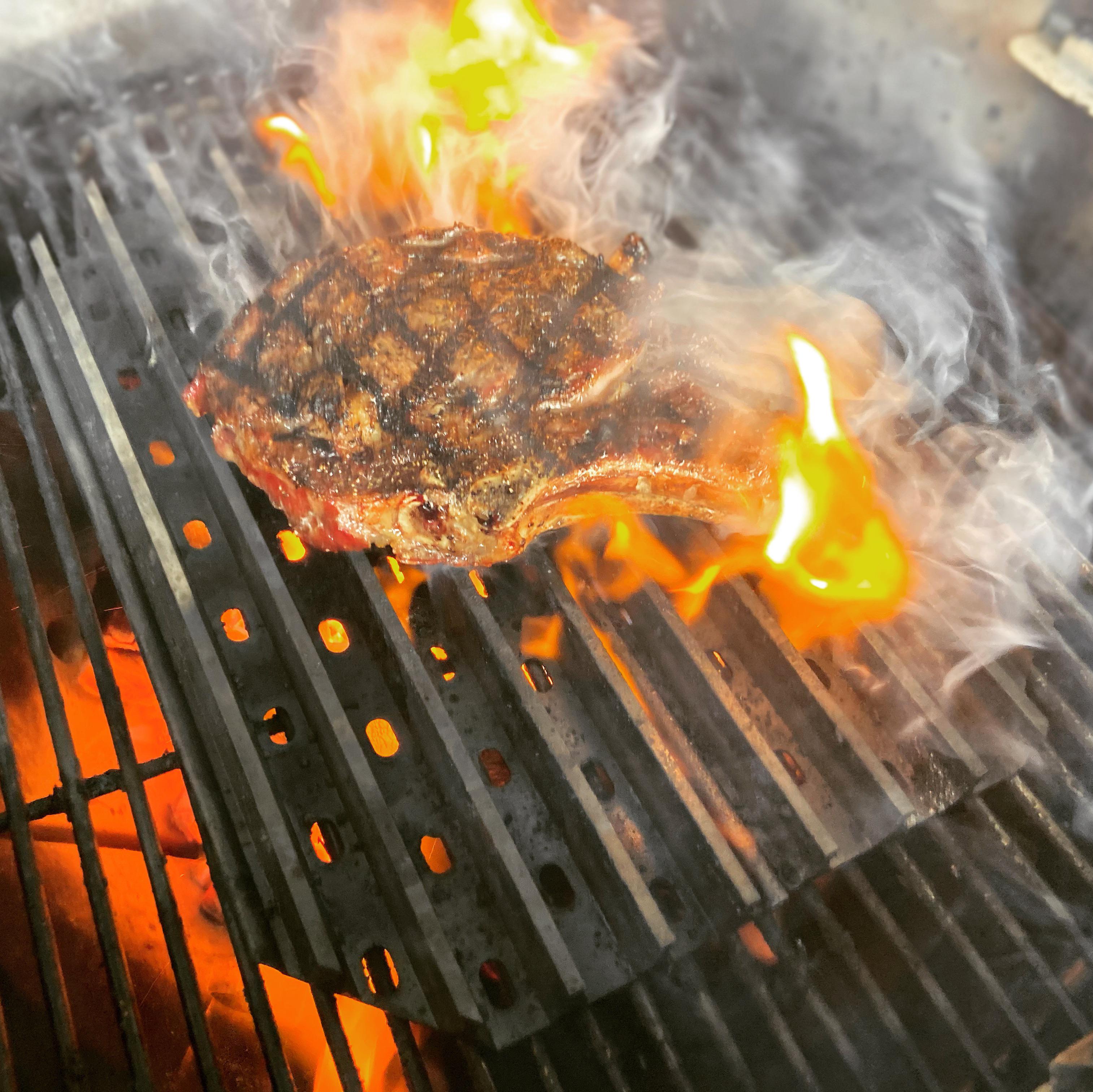 Reverse Seared Cowboy Ribeye Steak with GrillGrates on a Kamado Joe