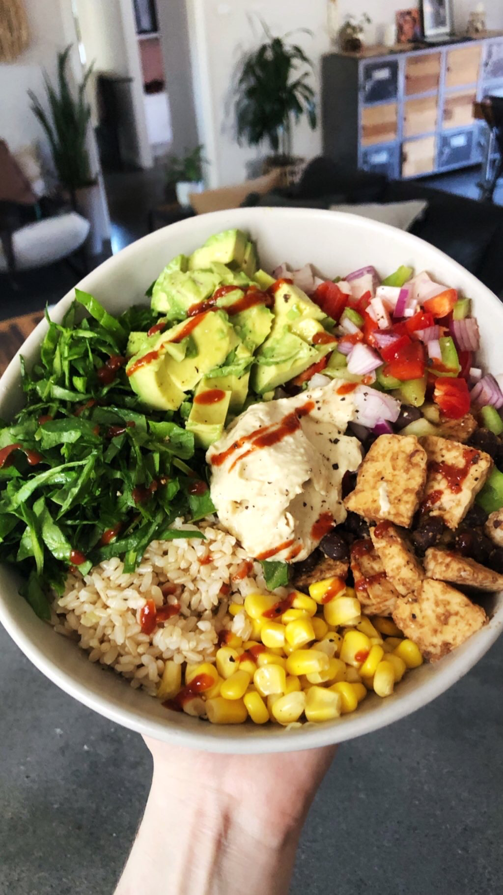OMAD burrito bowl with tempeh r/VeganFoodPorn