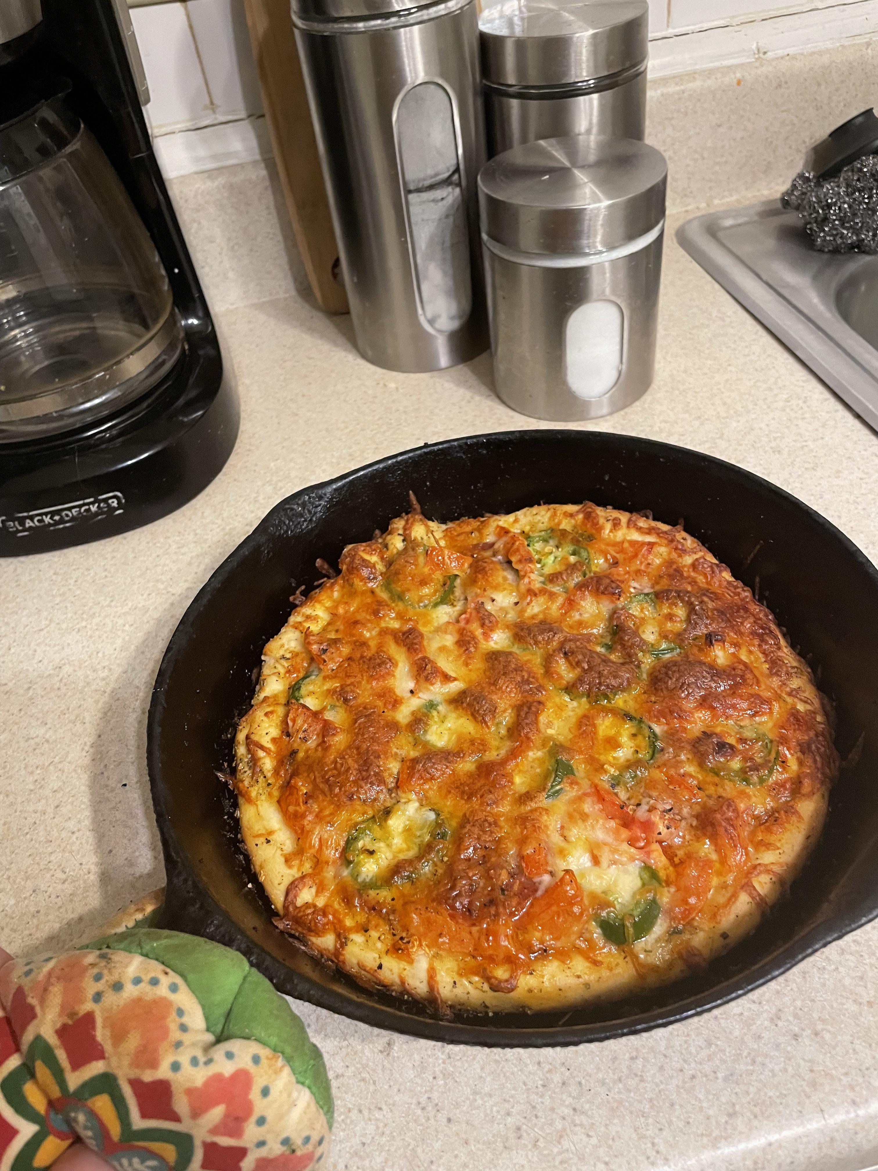 Another all aldi meal! Fresh pizza dough, fresh jalapeños, Roma tomato