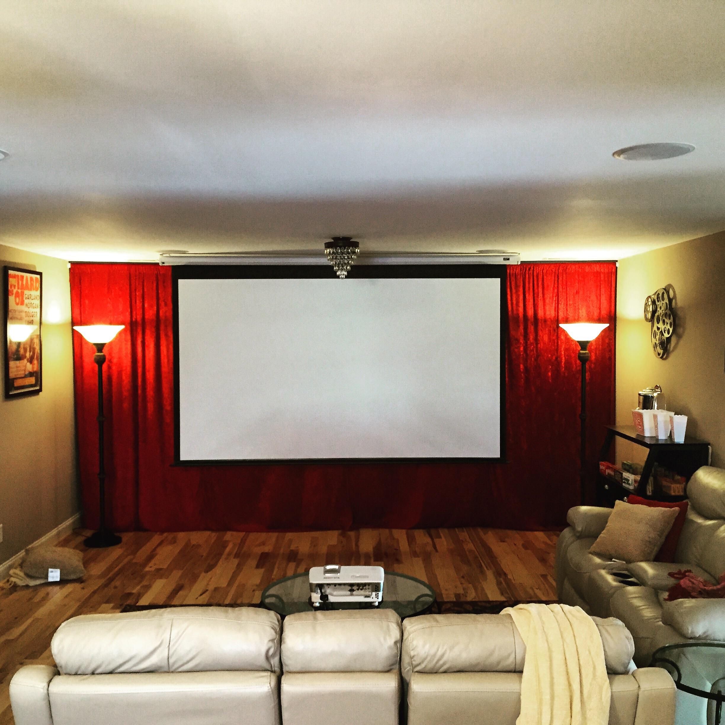 Got the curtain behind the screen done! r/hometheater