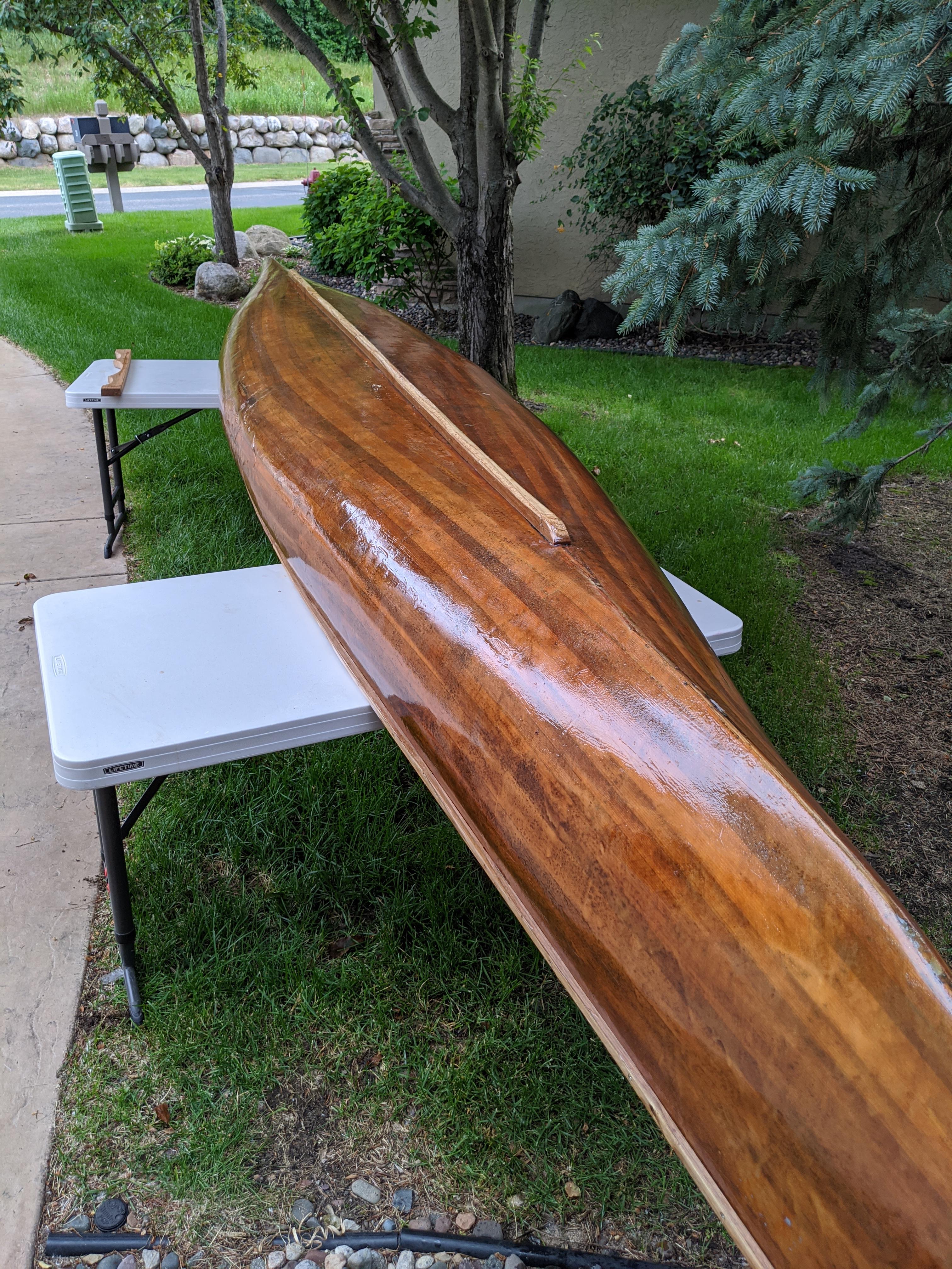 Bought a solo cedar strip canoe for 40, spent a week repairing it