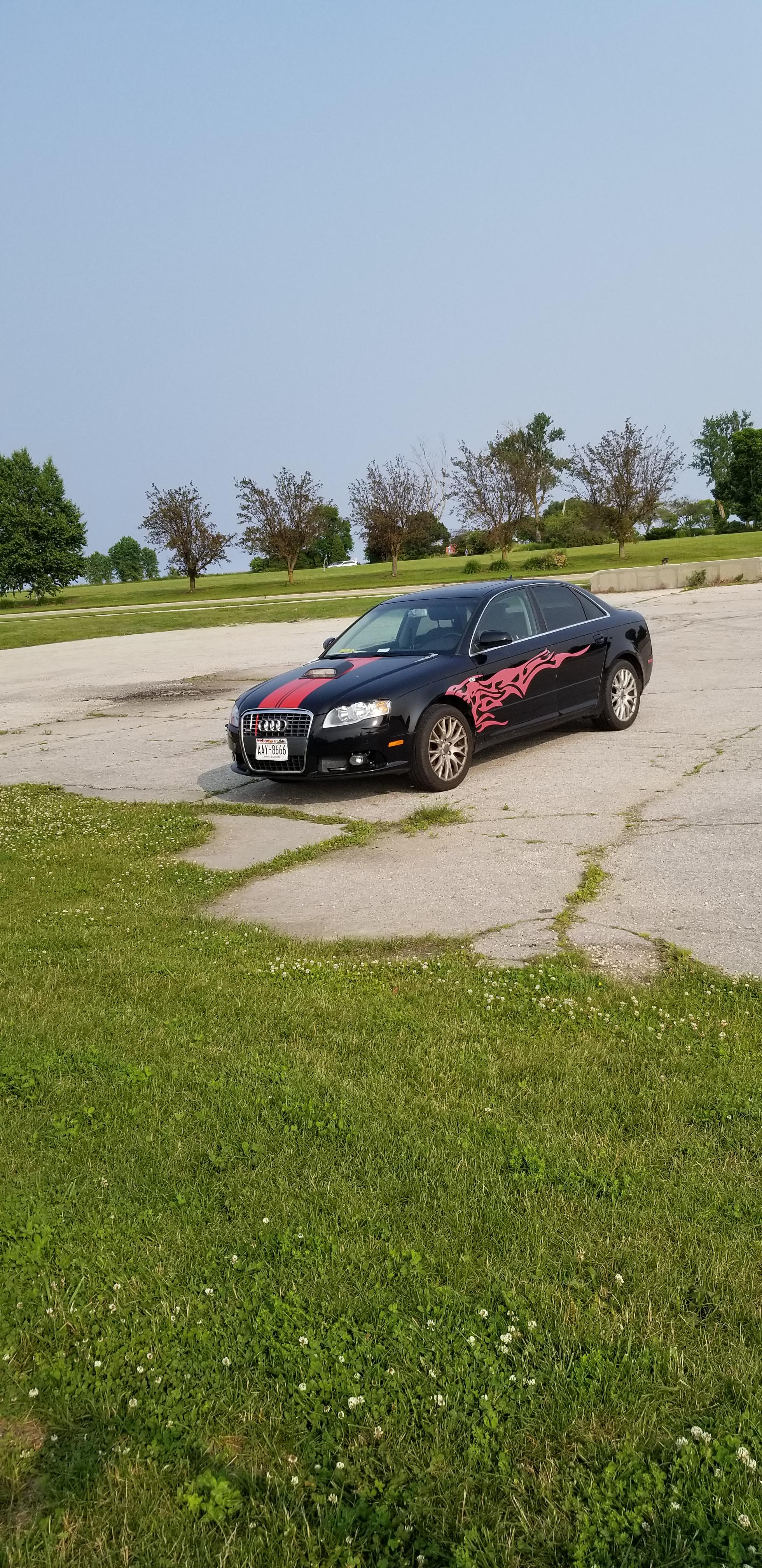 Audi a4 autozone special. With a hood scoop for +200hp. r/Shitty_Car_Mods