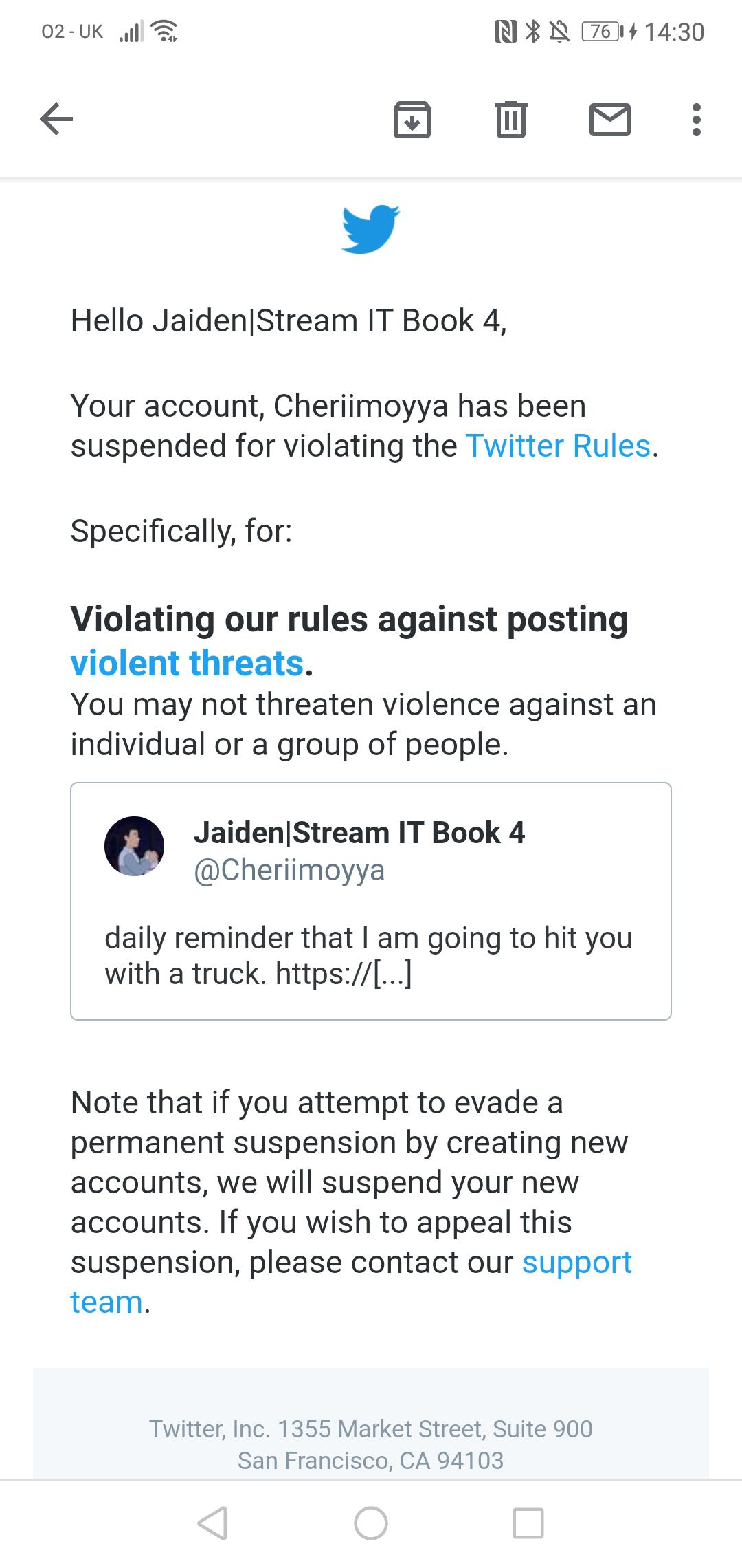 Is this suspension permanent? I can't tell Twitter