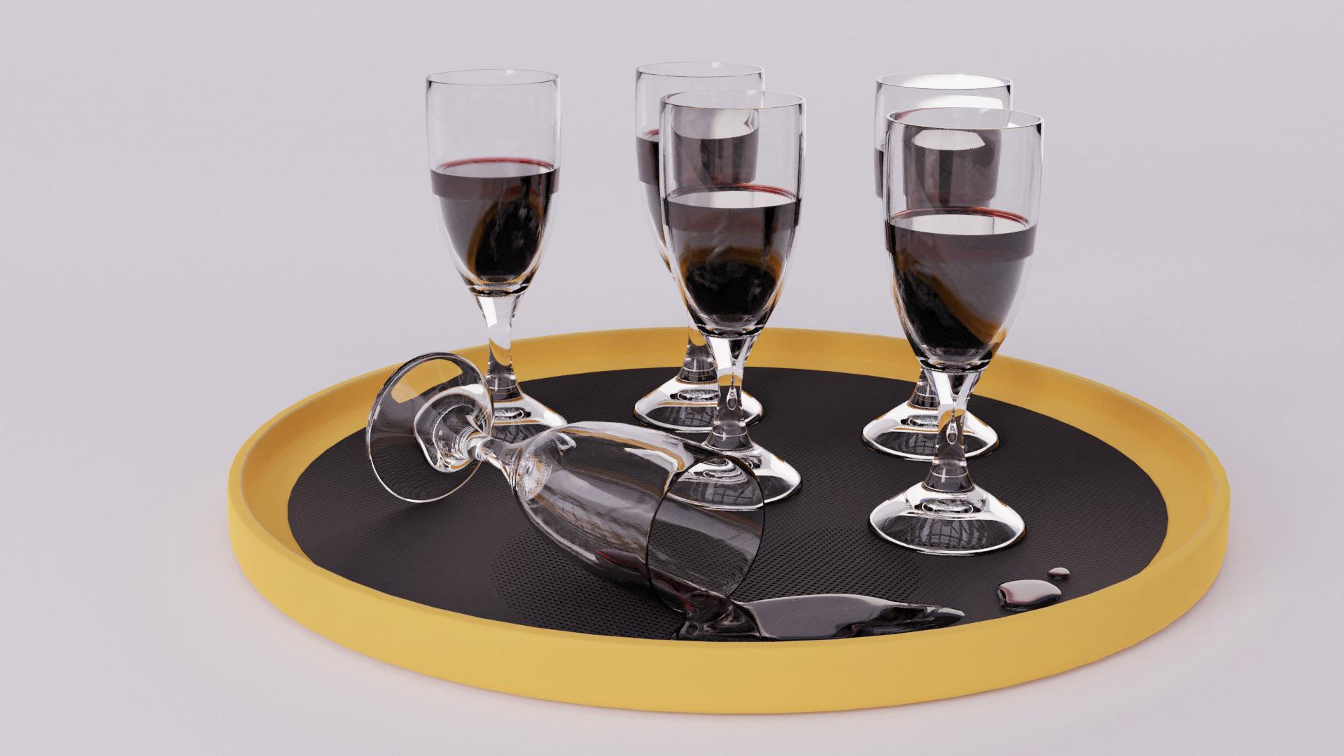 Wine glasses on a serving platter r/blender