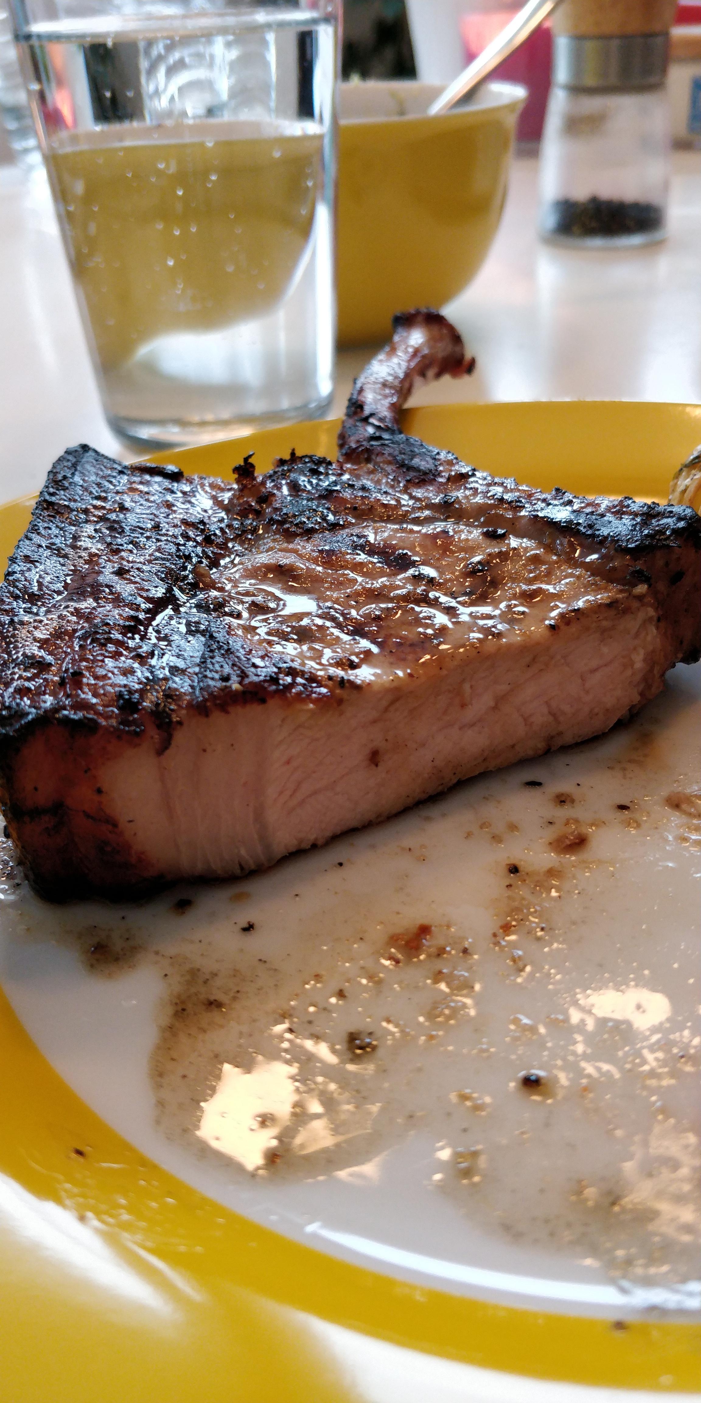 [Homemade] Sous Vide Pork Chop with honey / mustard marinade r/food