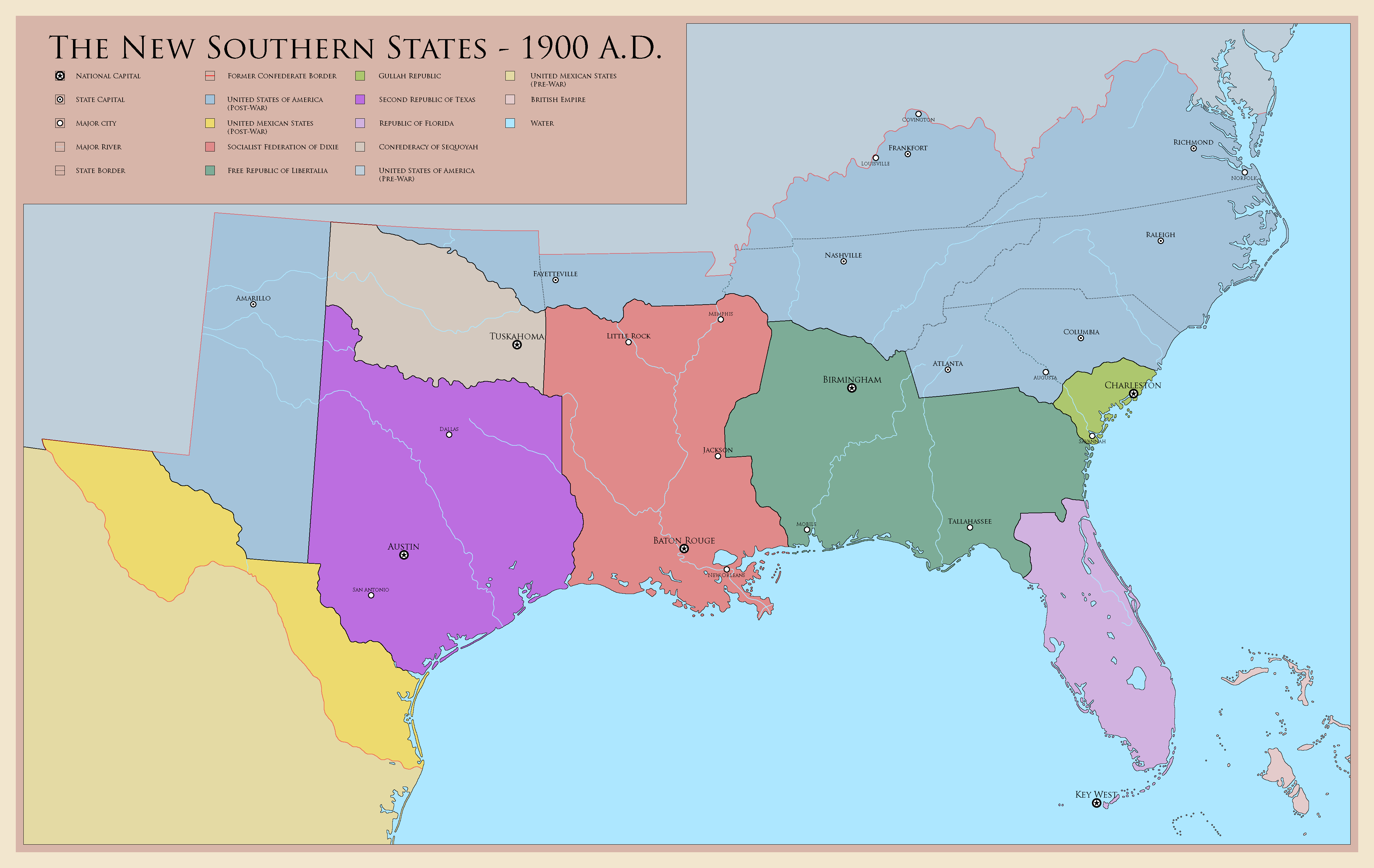 The New Southern States (Redux) 1900 A.D. imaginarymaps