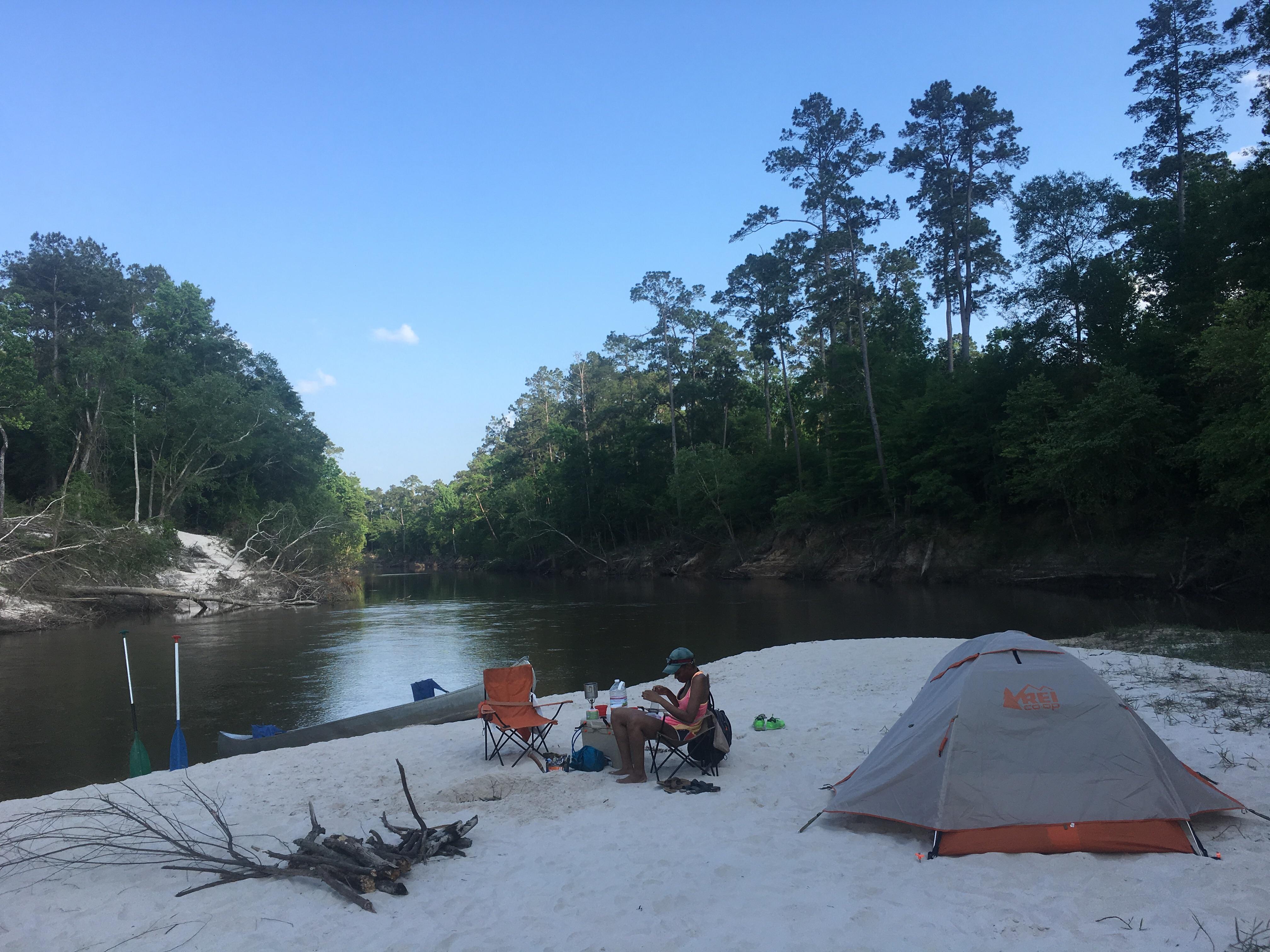Camping along Village Creek in the Big Thicket National Preserve r