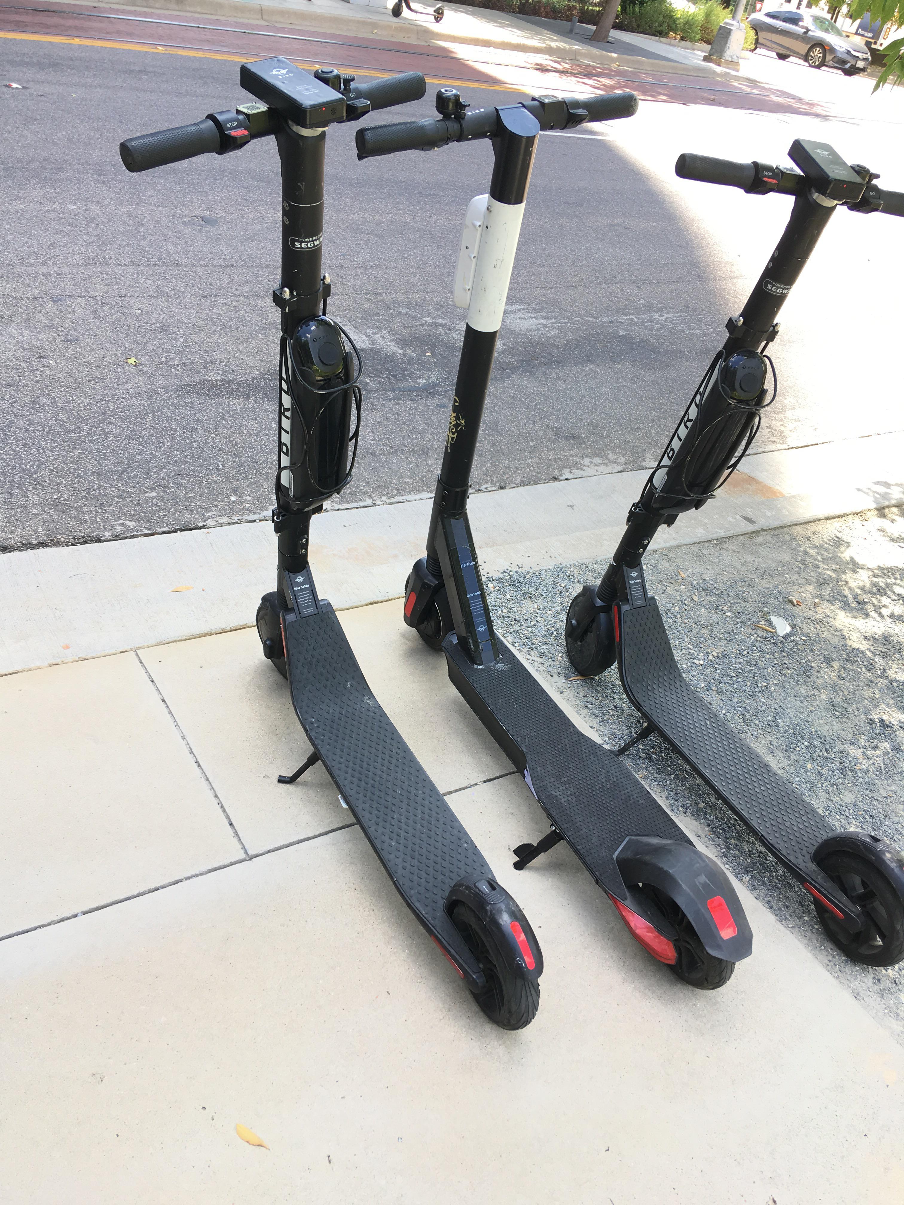 Can someone identify the models of each of the two Bird scooters in
