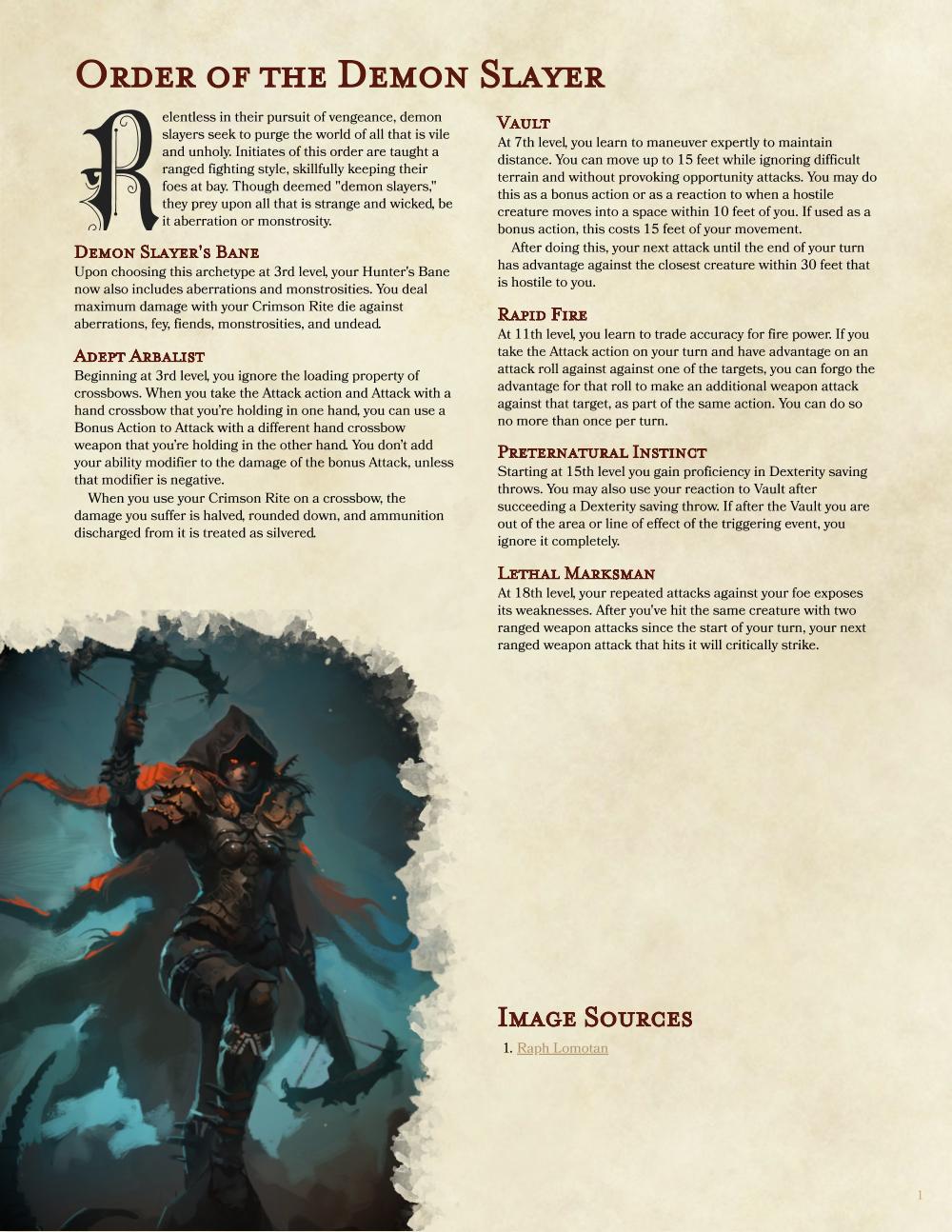 Blood Hunter Demon Slayer (working title) A midranged