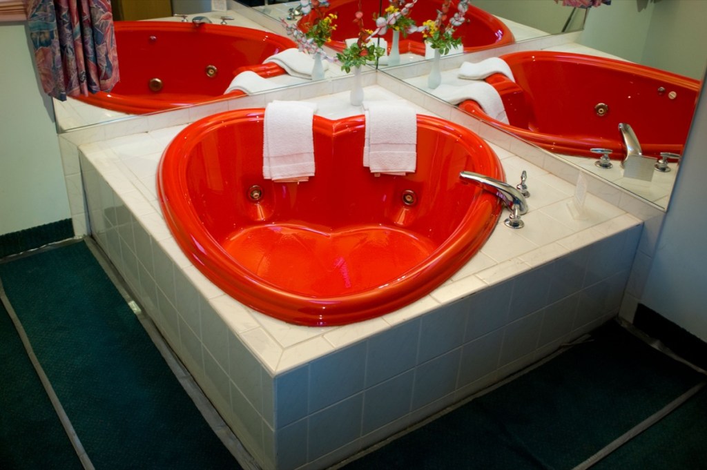 Heart shaped tub anyone? Although designed in the 60s by Morris Wilkins