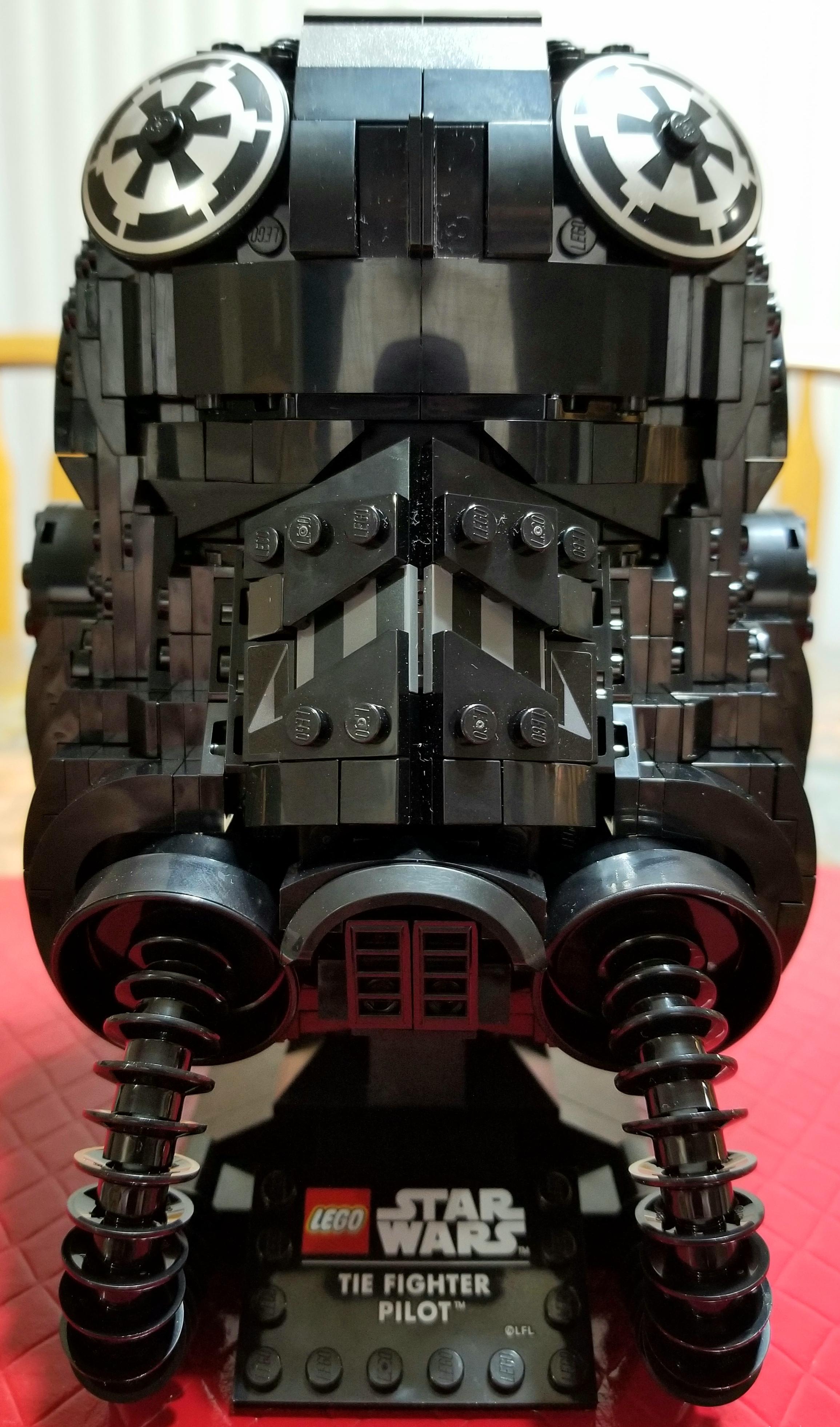 Just finished building the LEGO Star Wars Tie Fighter Pilot Helmet set. It's absolutely stunning