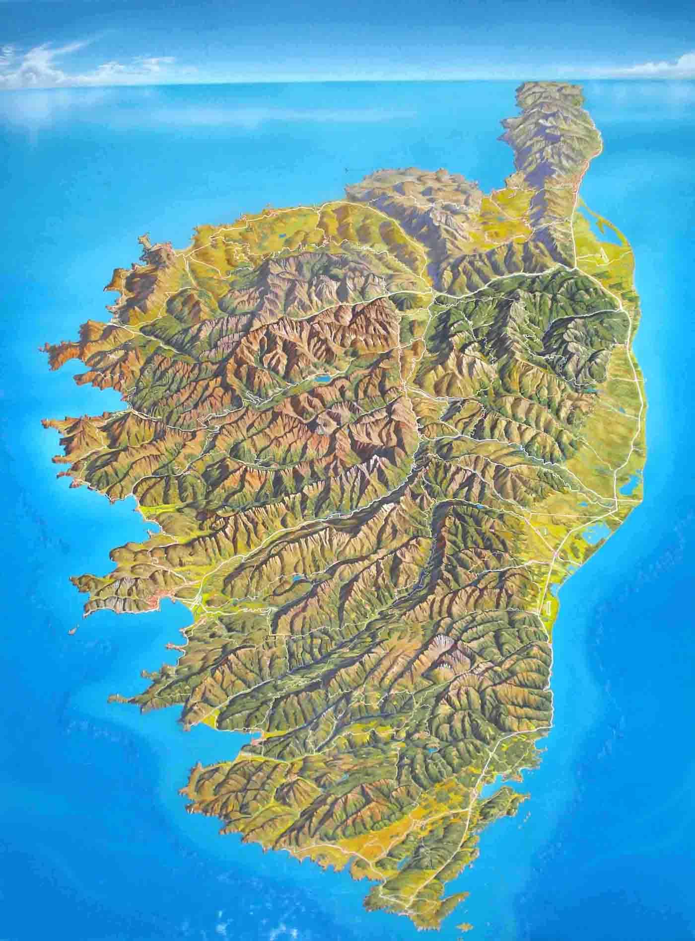 Topographische Karte Korsika Corsica Illustration r/geography