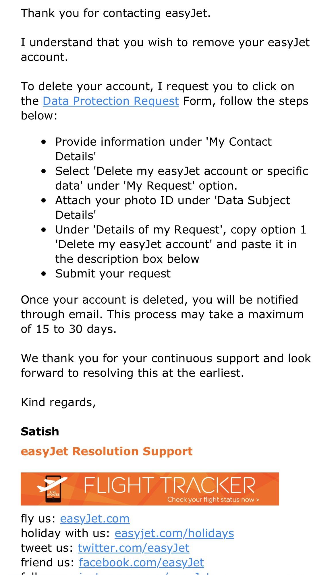 Easyjet won’t let me delete my account unless I send a photo of my ID