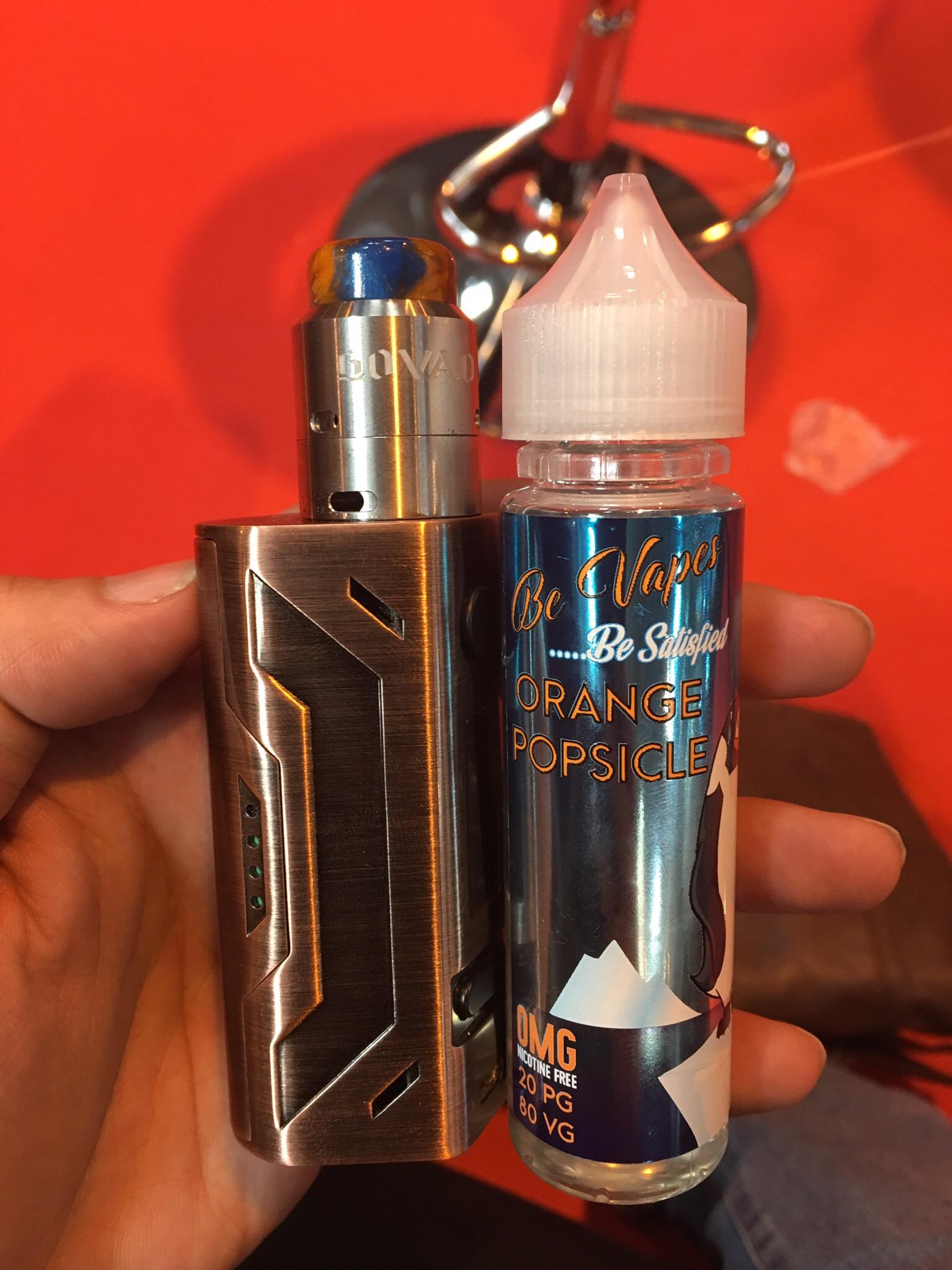 UK Vape Expo set up! Govad RDA on the copper Battlestar, Be Vapes Orange Popsicle. r/Vaping