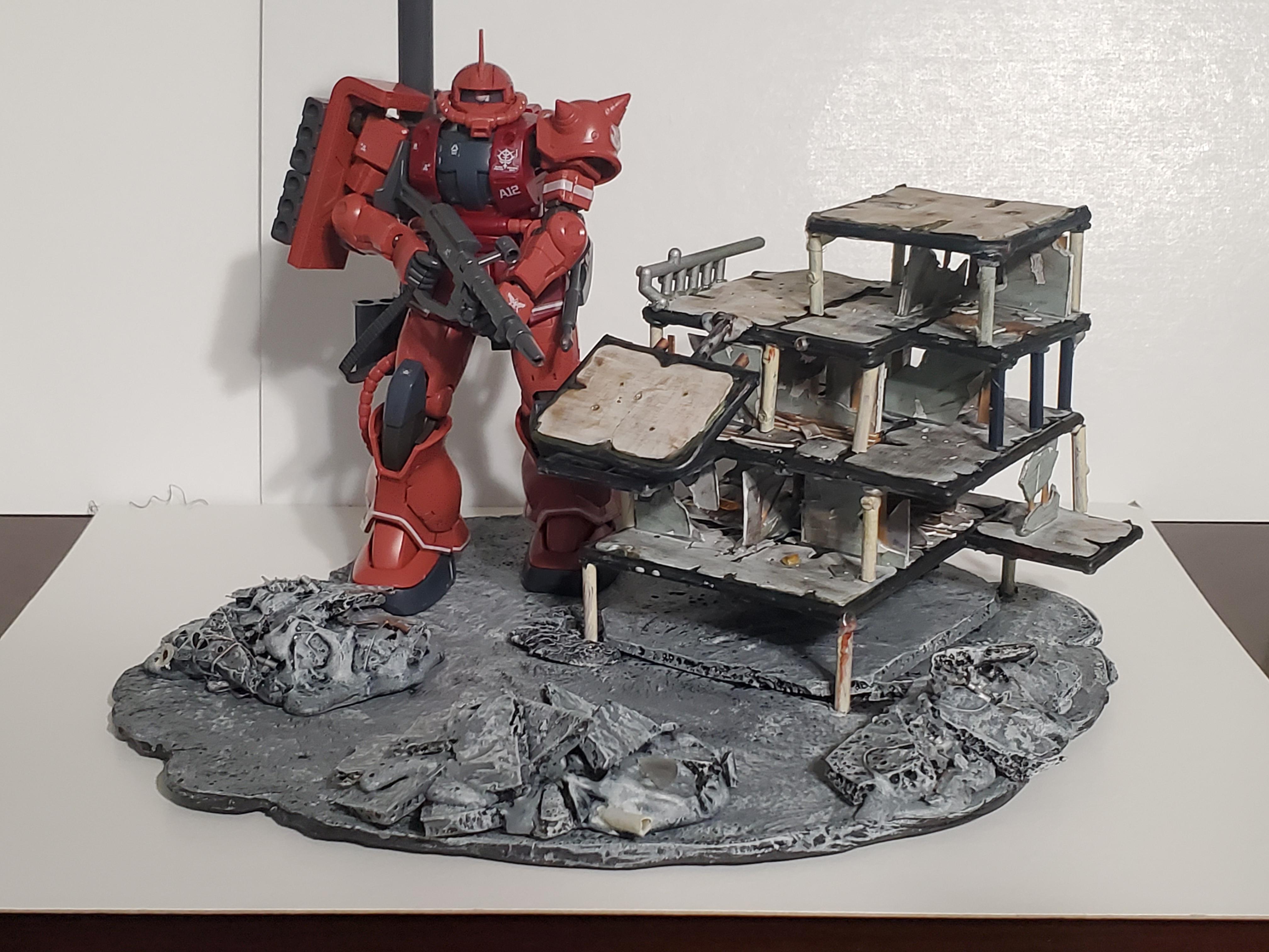 Ruins and rubble. Made with leftover sprues and hot glue. r/Gunpla