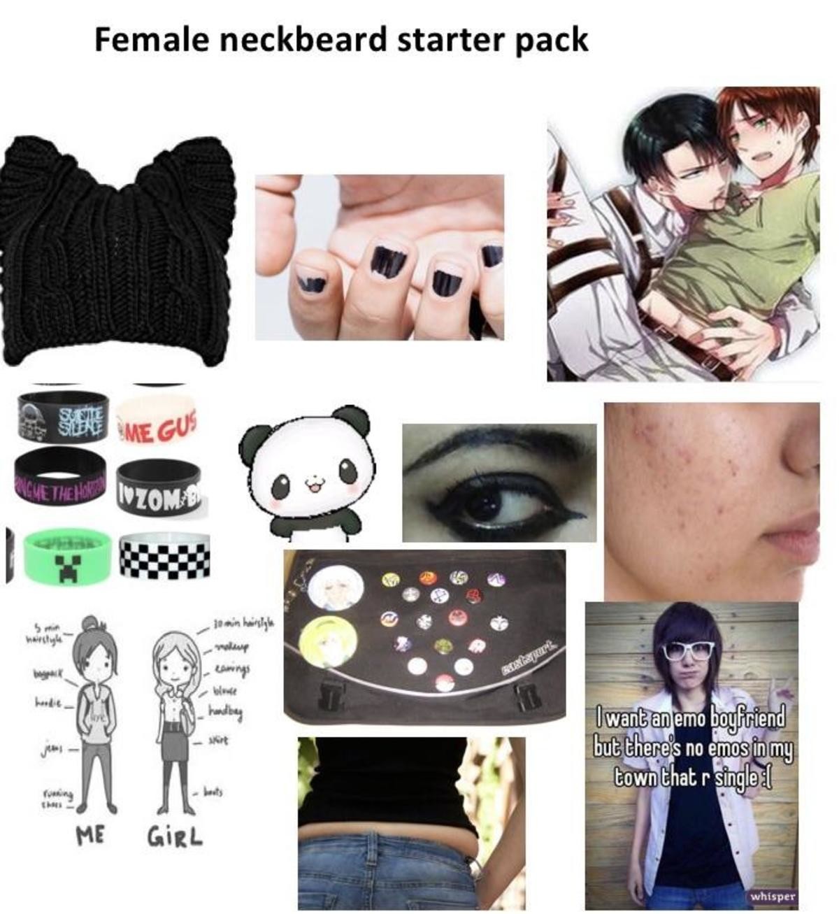 Female neckbeard starter pack r/justneckbeardthings