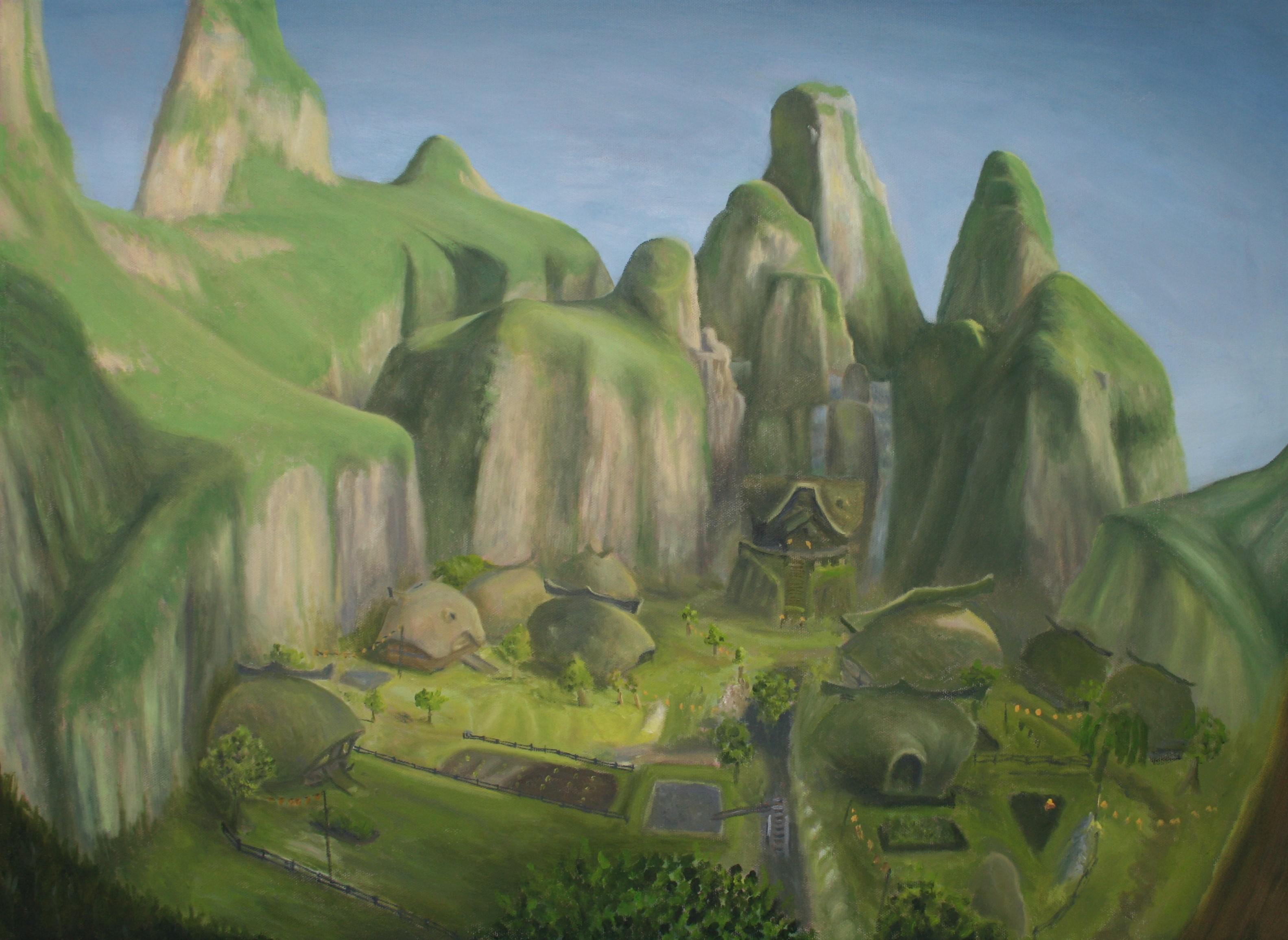 I painted Kakariko Village! r/Breath_of_the_Wild