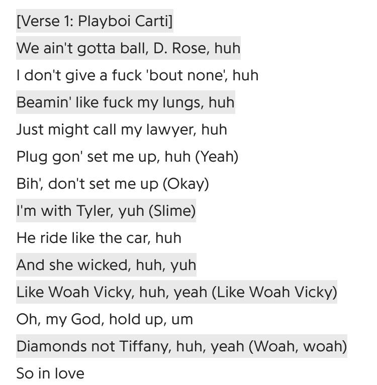 Yo are these really the lyrics to Carti’s part in Earfquake? Sounds off