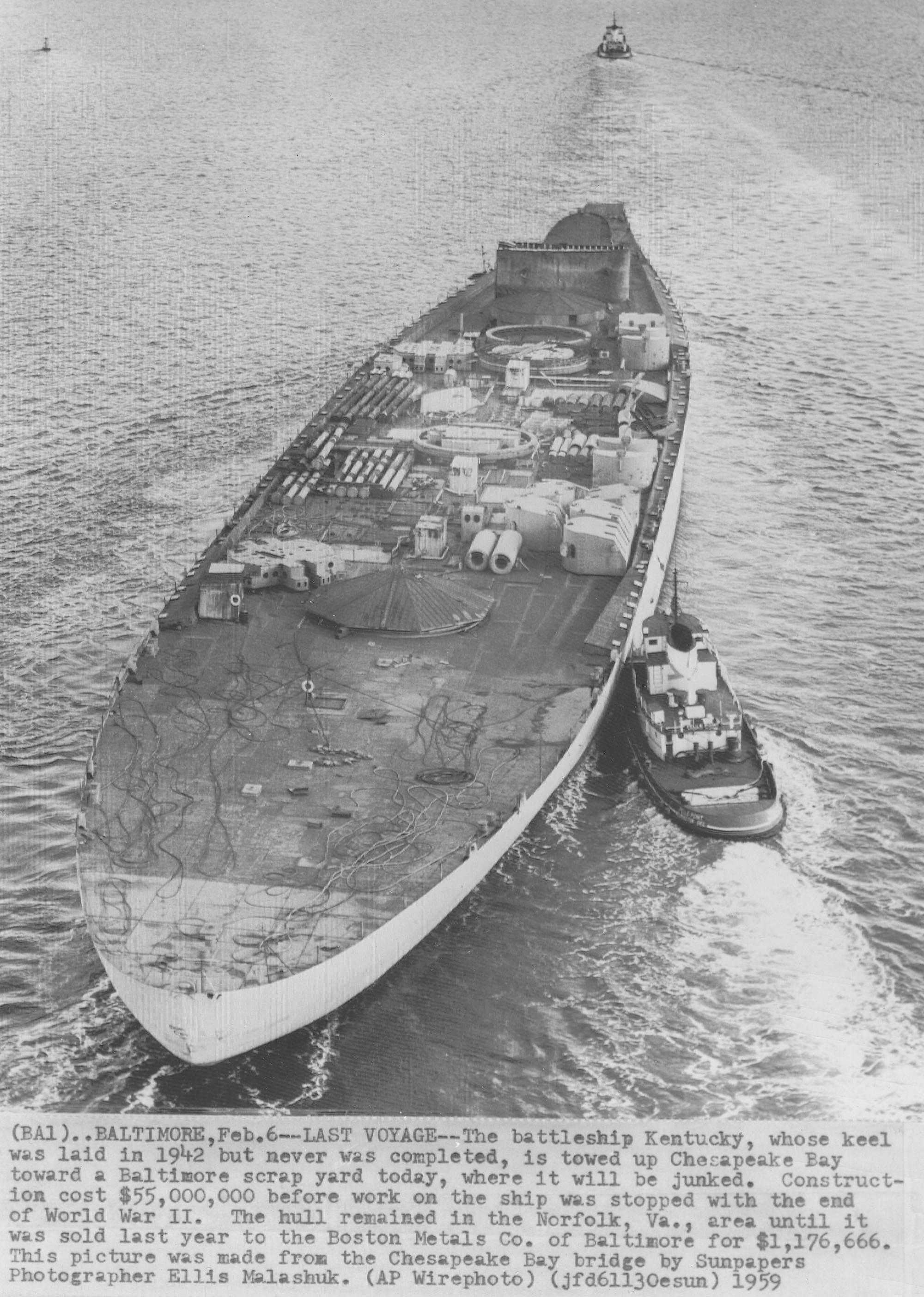 [2000 x 2807] Last Voyage of never completed USS Kentucky (BB65) r/WarshipPorn