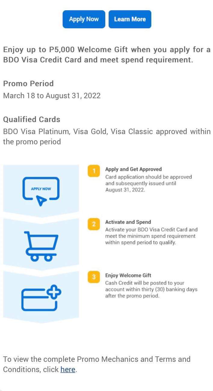 My SO received a text from BDO last June 21, 2022 that she was pre approved of Visa Credit Card