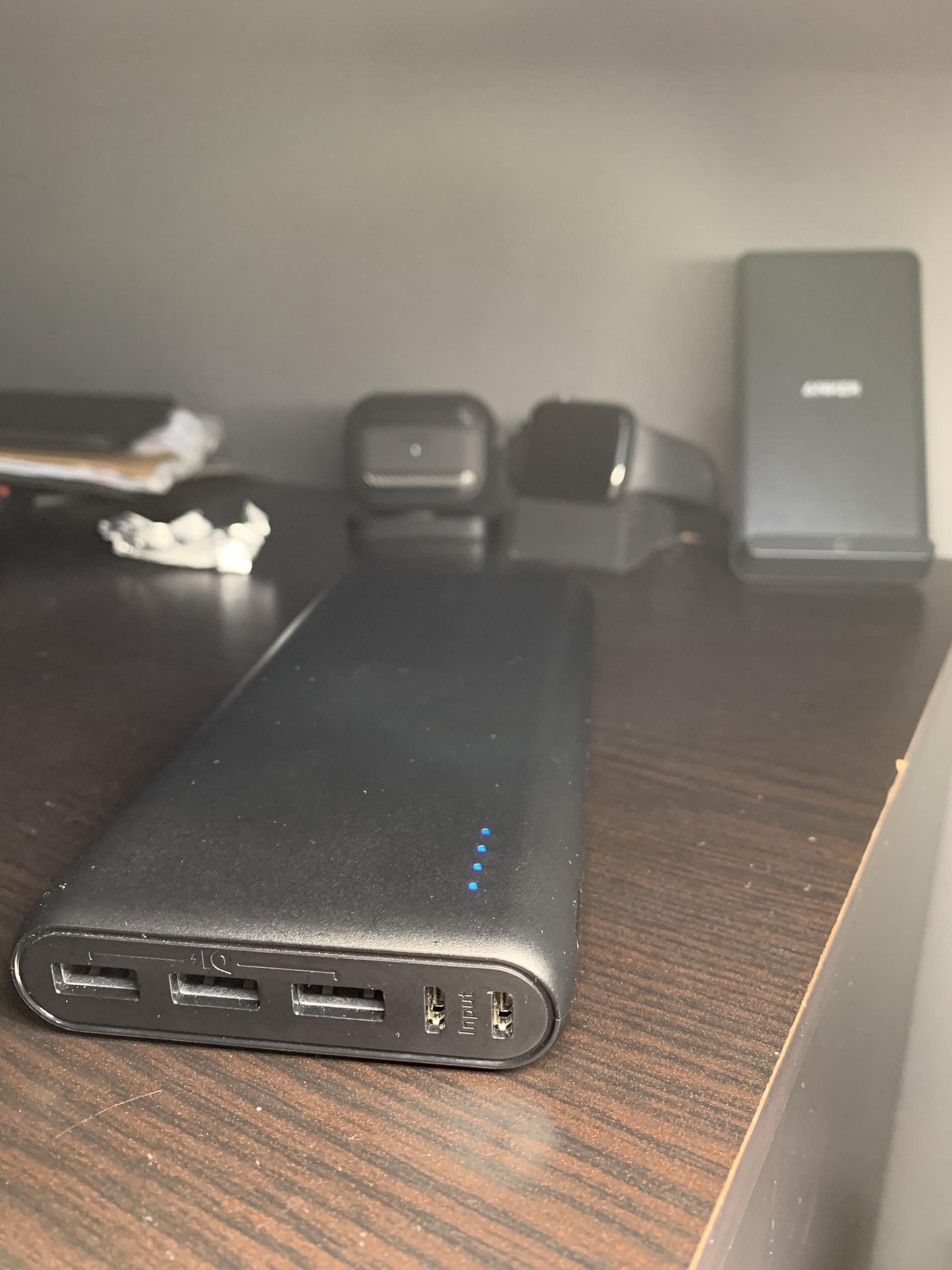 My Anker Powercore 26,800 mAh. Features 3 USB ports and two microUSB chargers for efficient