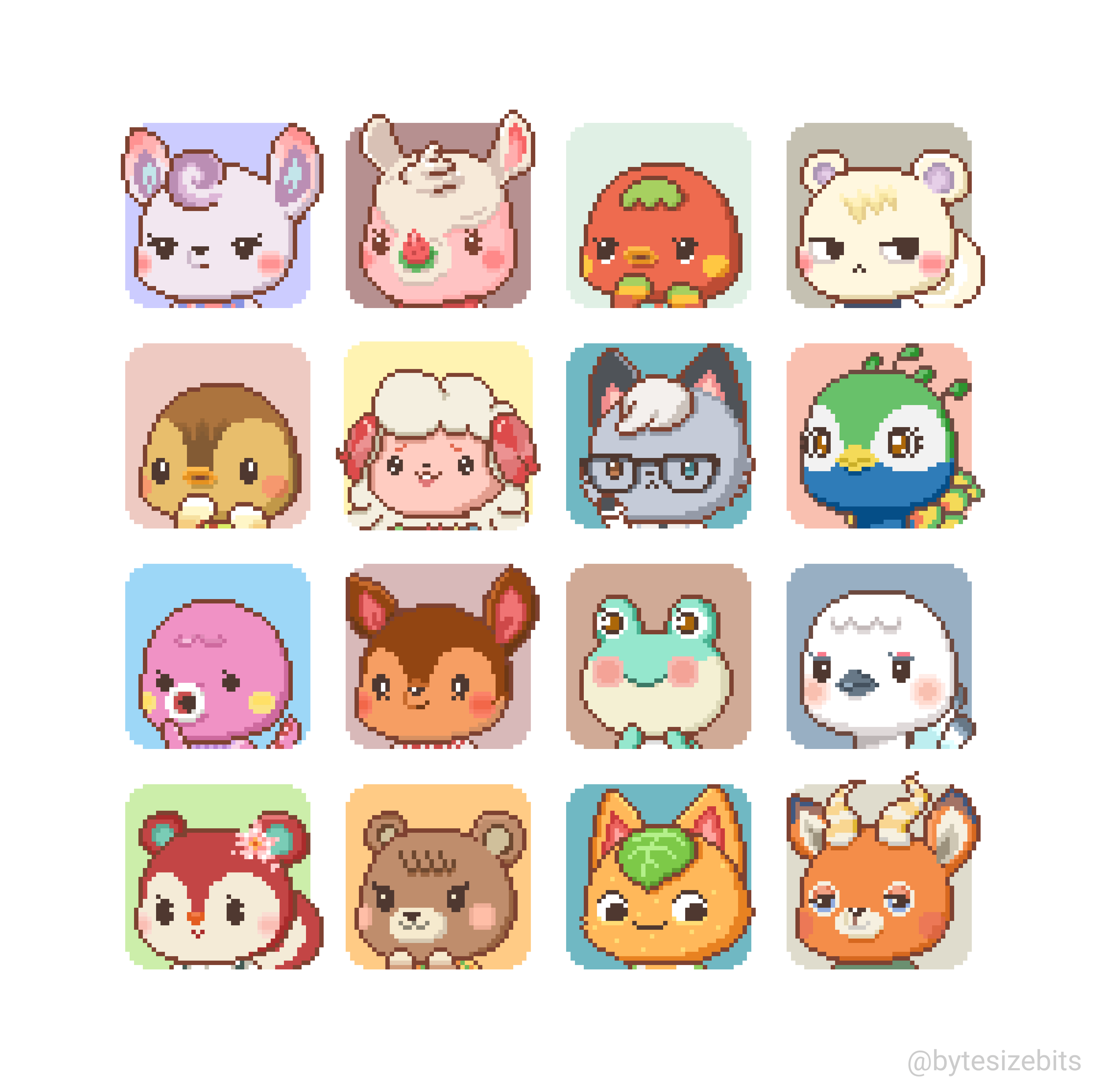 I created pixel portraits of some of my fav villagers! Thinking of