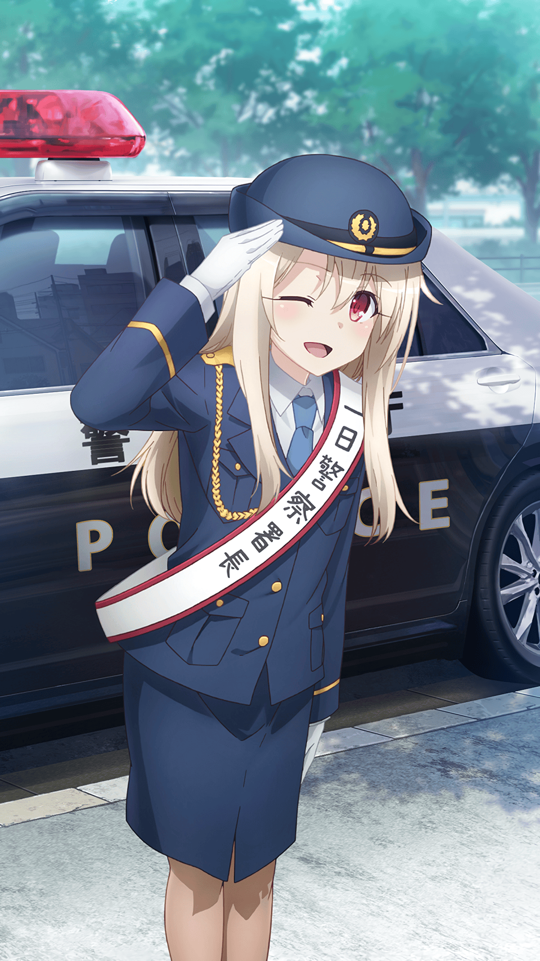 Illya is happy in her police uniform [Fate series