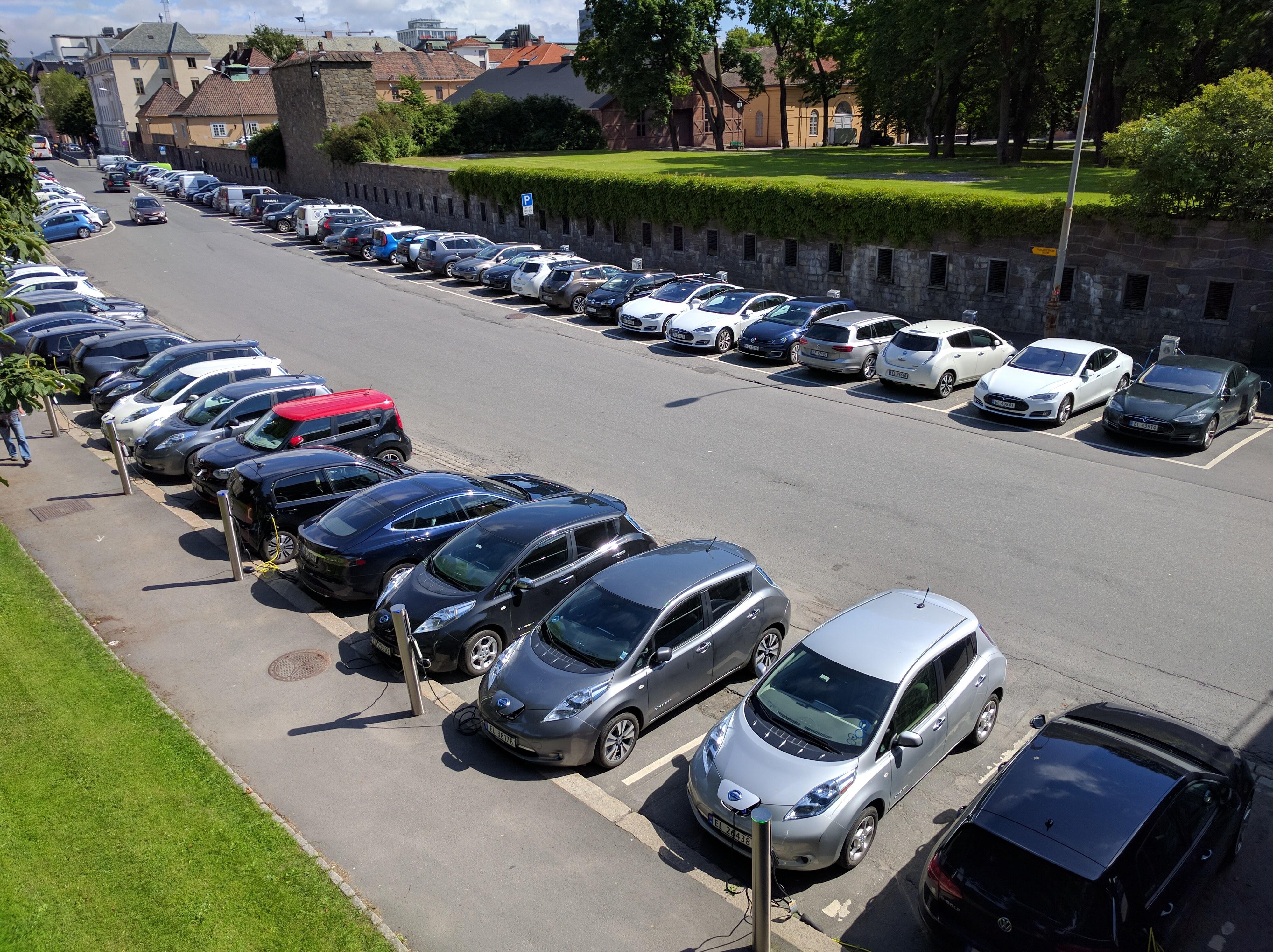 Norwegian EV Charging Lot r/teslamotors