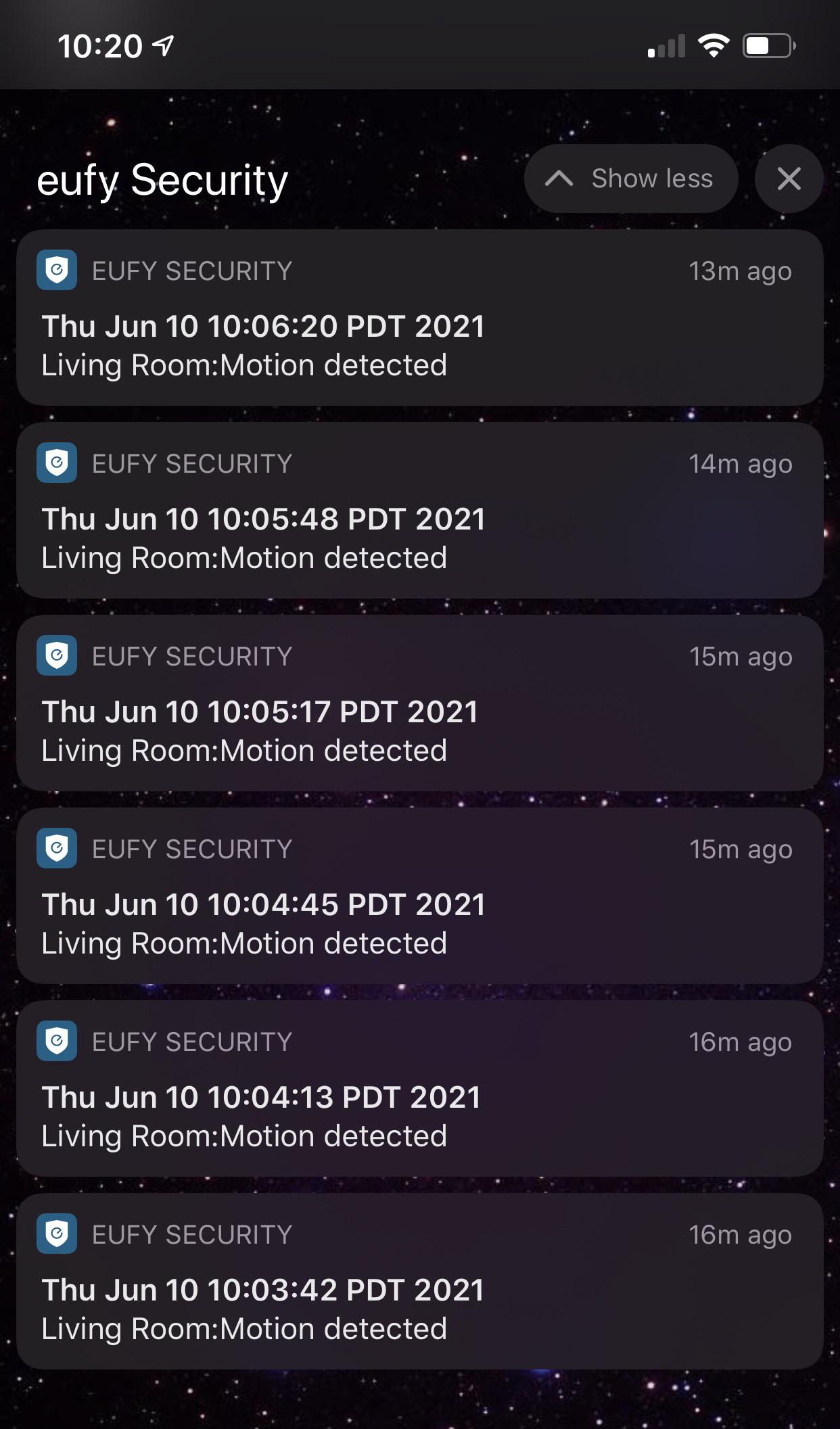 Eufy 2k pan/tilt cam motion detection/alarm going off every minute no