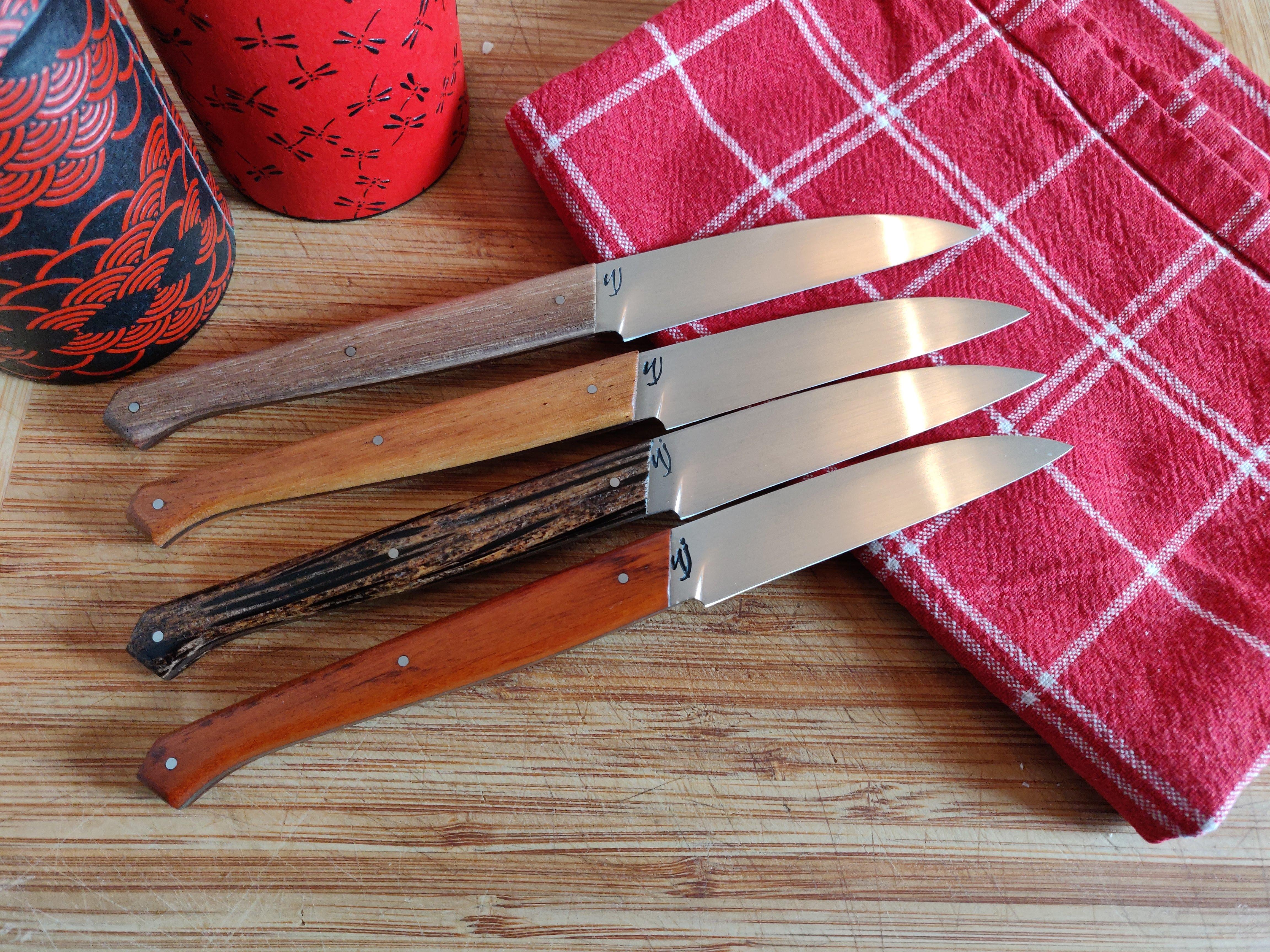 Table knife set made from various woods and XC75. I call them "Bon'ap