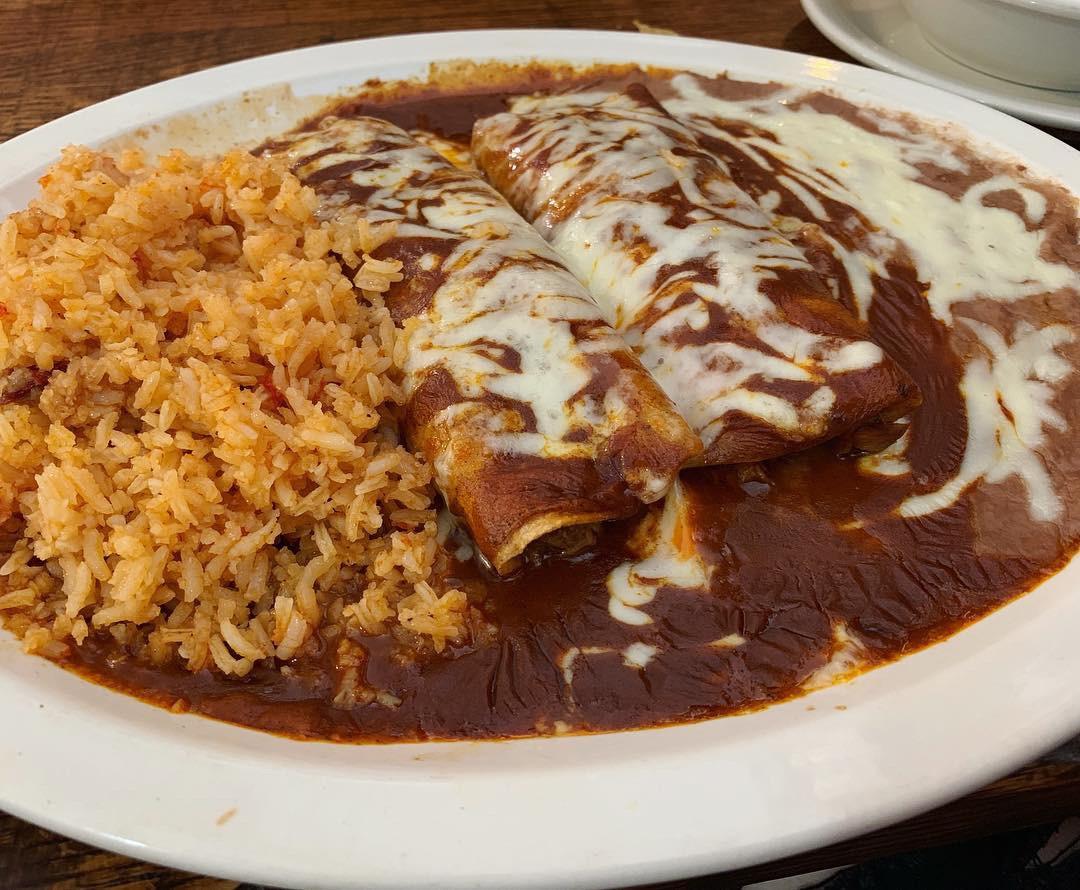 [I Ate] Steak Enchiladas with Rice and Beans r/food