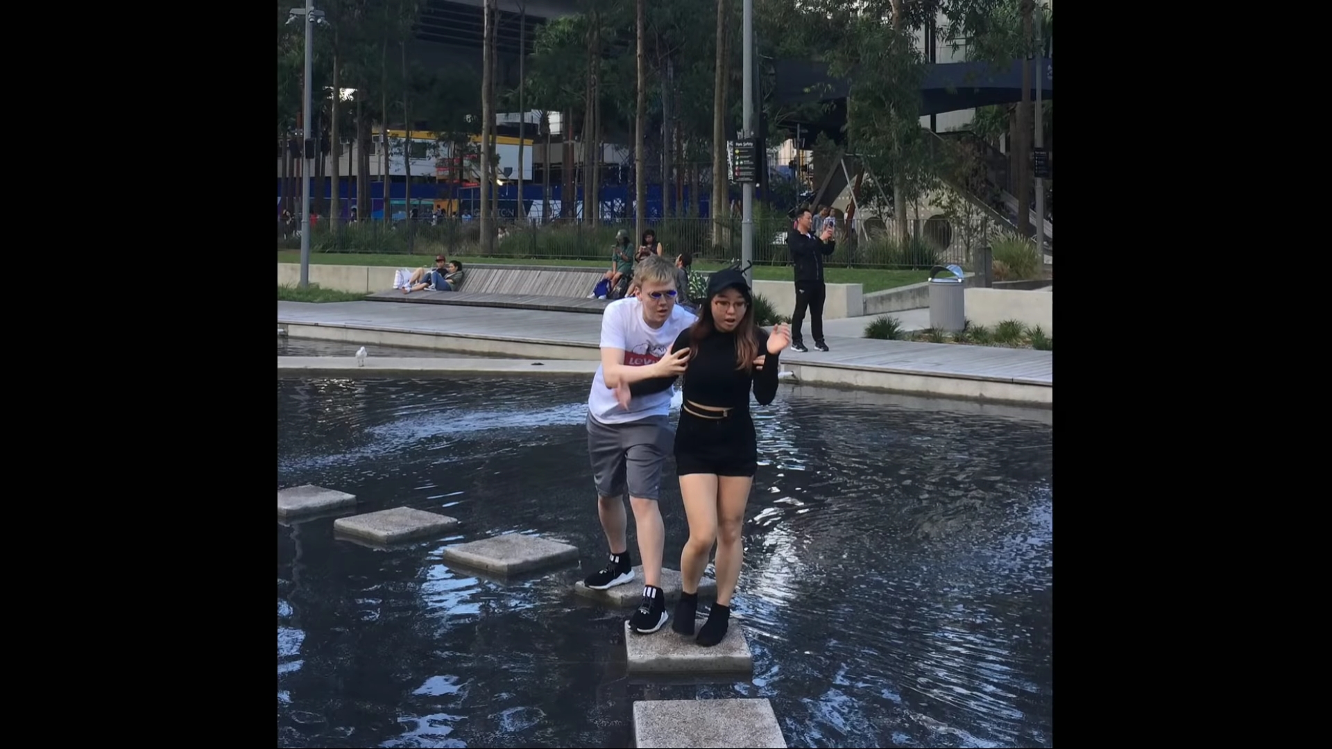 Cute lesbian protects her Ching Chong girlfriend from falling in the