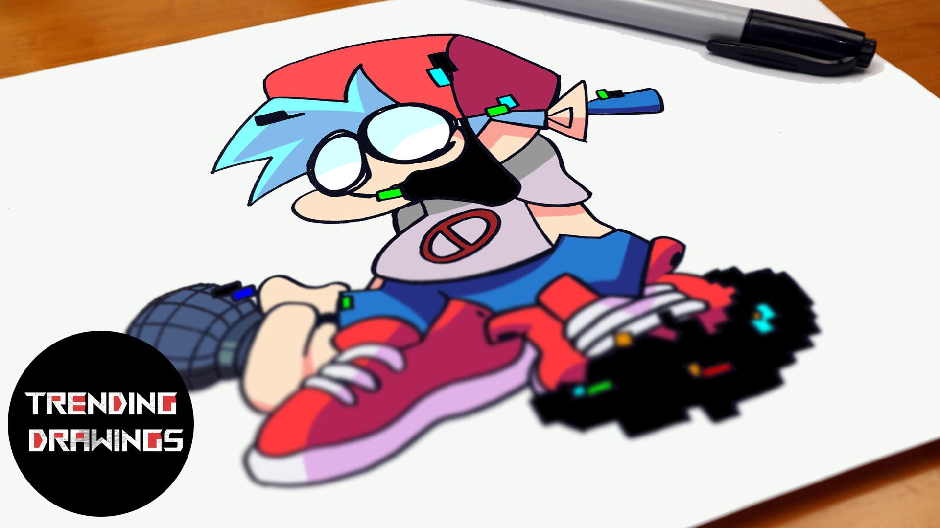 How To Draw FNF MOD Character Corrupted Boyfriend Easy Step by Step