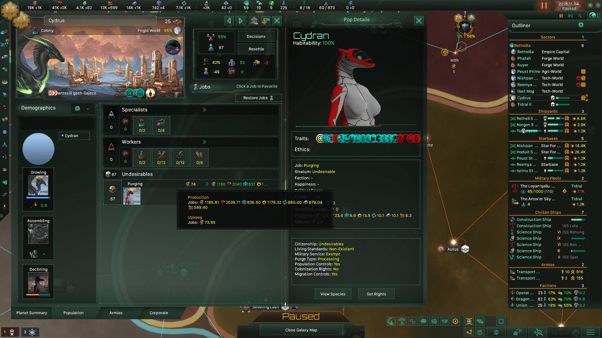 Ridiculously high pop growth * Higher purge resources = Instant