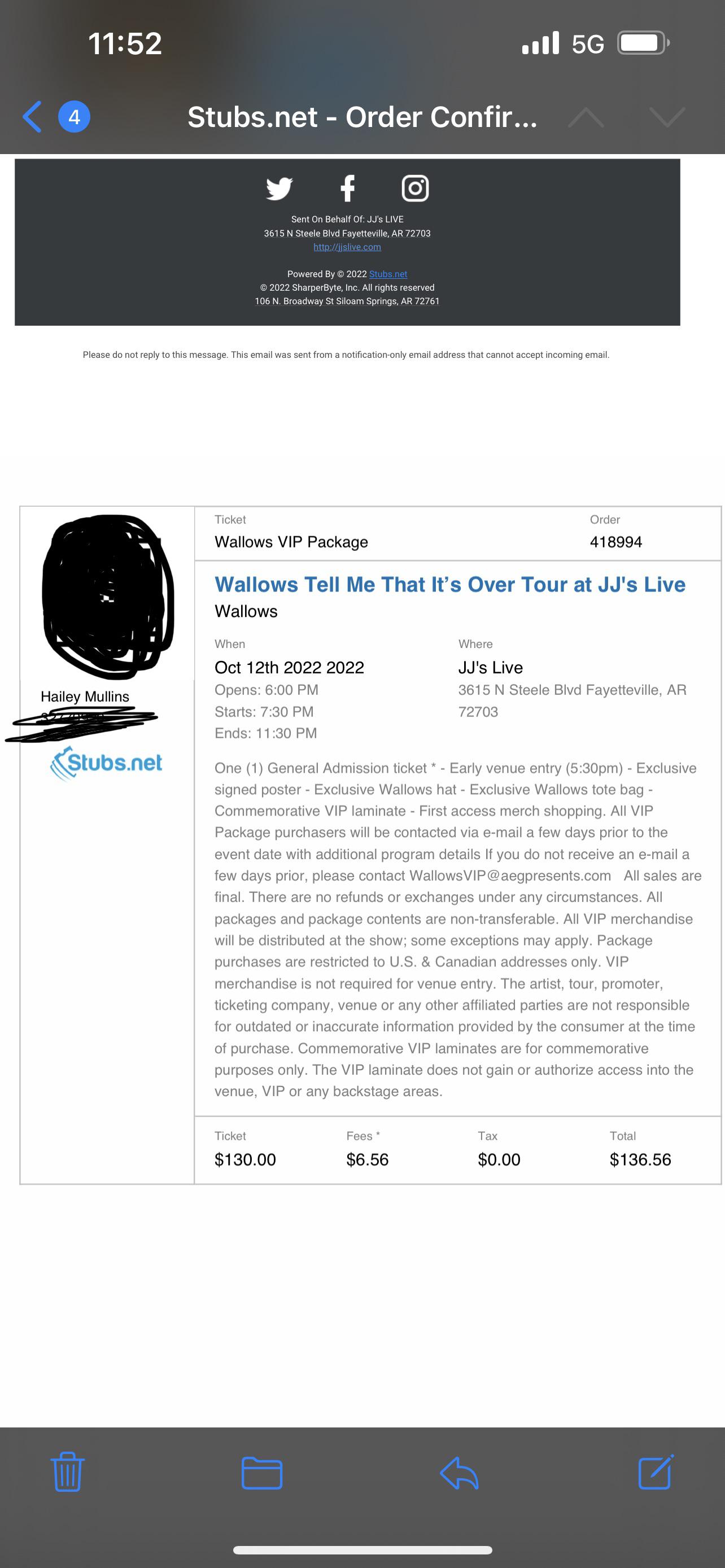 still selling 1 vip ticket to wallows in fayetteville! r/Wallows