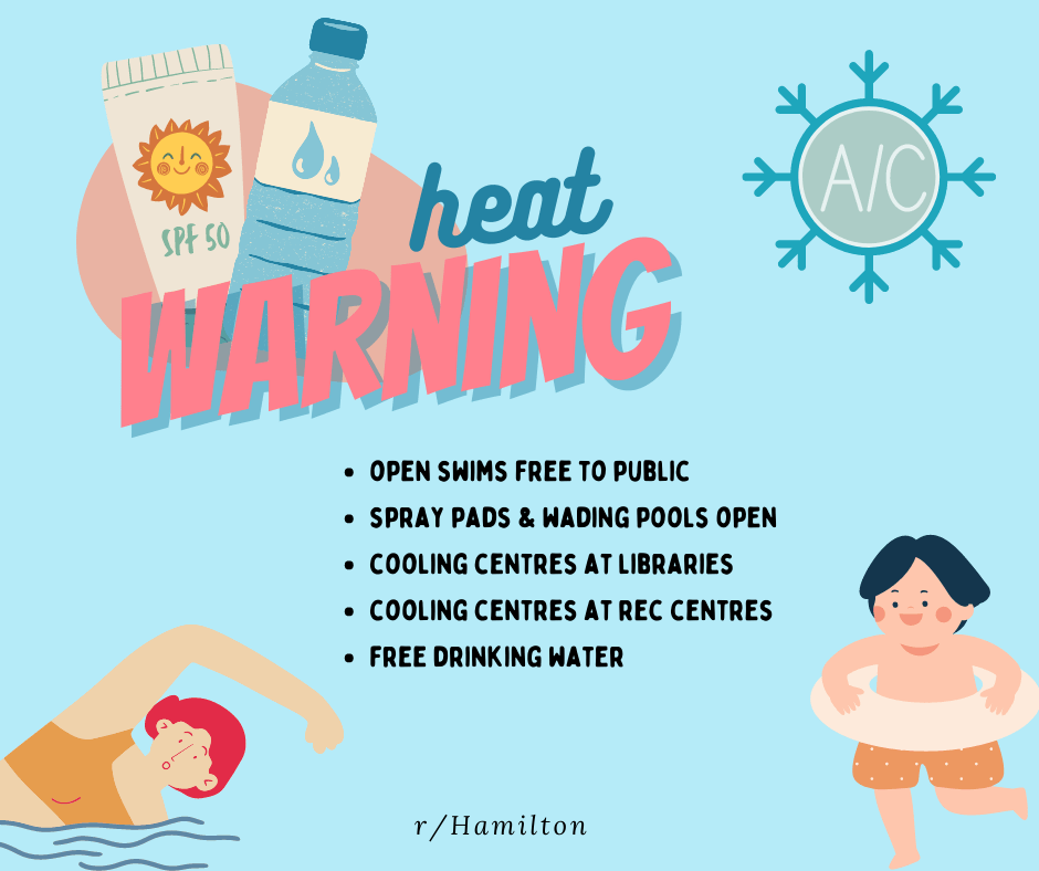 Heat Warning Issued Open Swims Free & Cooling Centres Open r/Hamilton