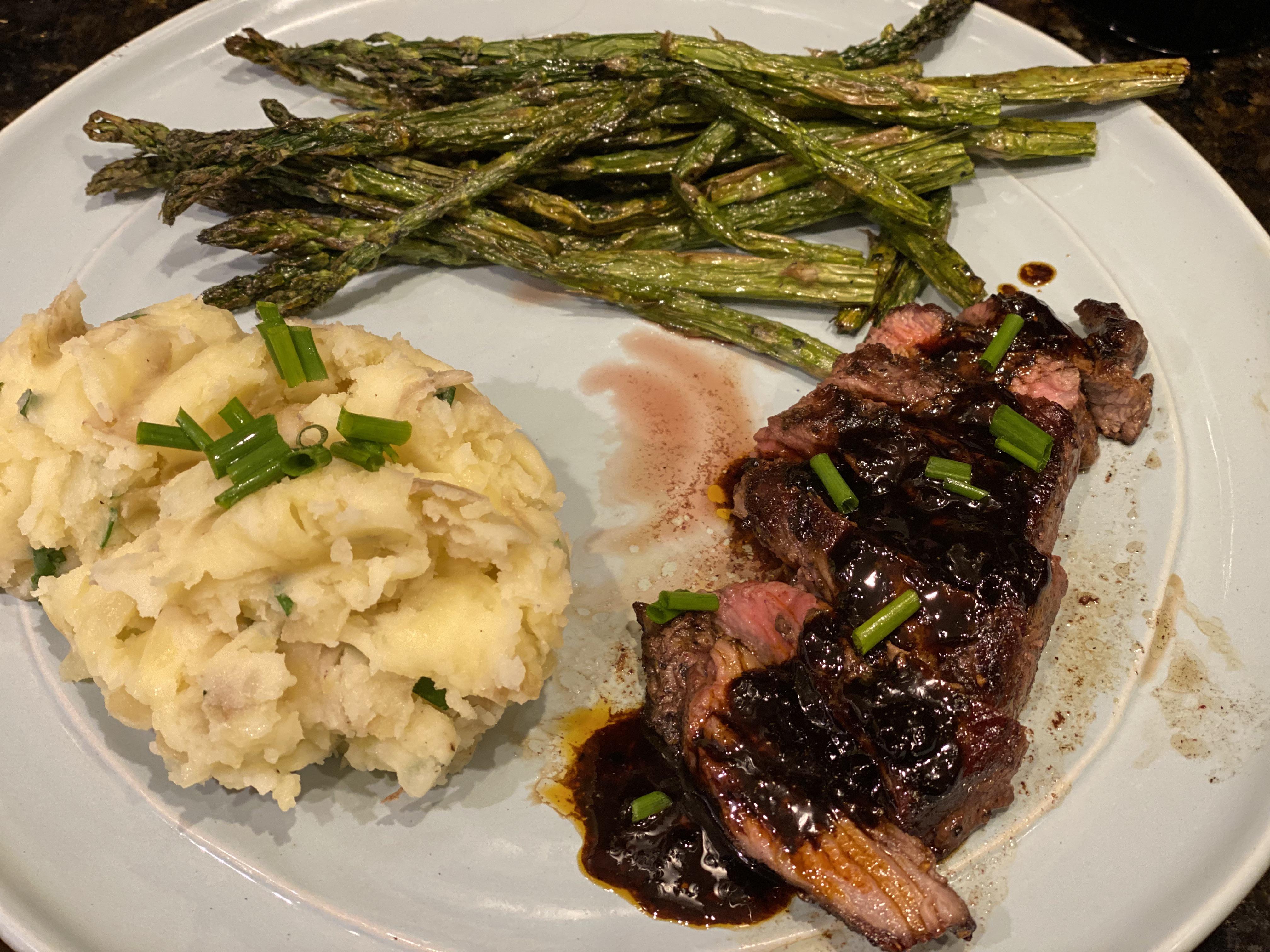 Bavette Steak & Roasted Garlic Pan Sauce. 10/10, totally worth the