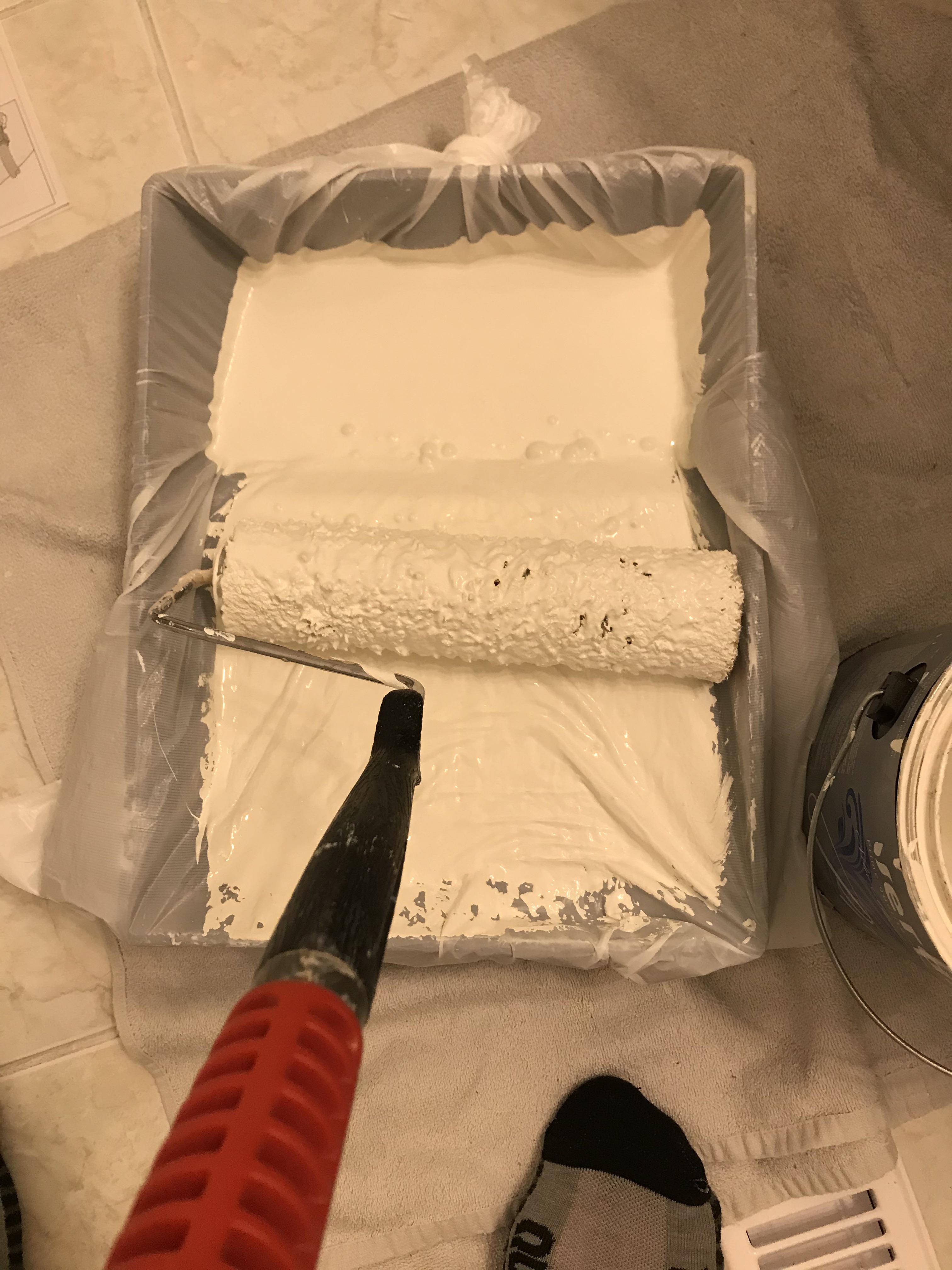 When painting put a garbage bag over the tray for less clean up after