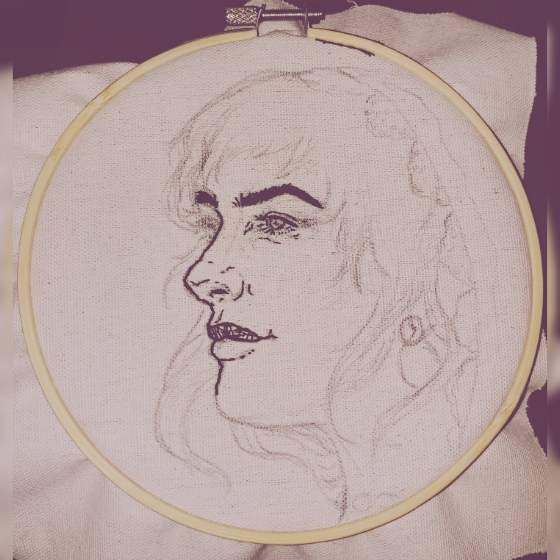 Embroidery Portrait Artist 150 per 6in piece, includes a stained hoop