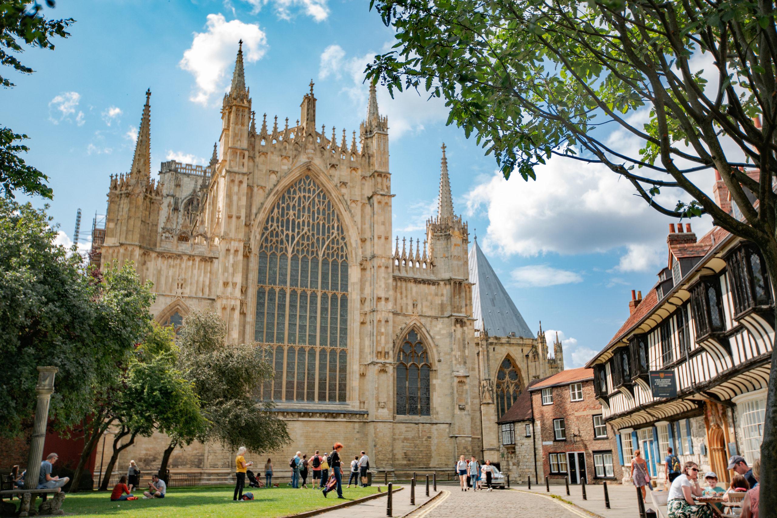 The back side of the York Minster, one of the largest cathedrals in