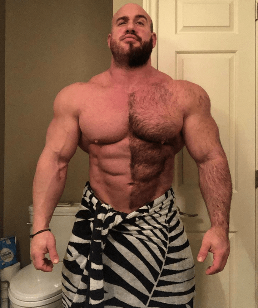 Canadian Bodybuilder Antoine Vaillant showing before and after shaving
