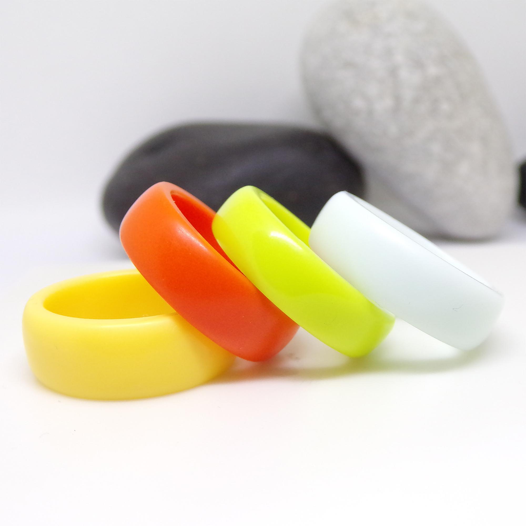 Hand carved colorful acrylic rings crafts