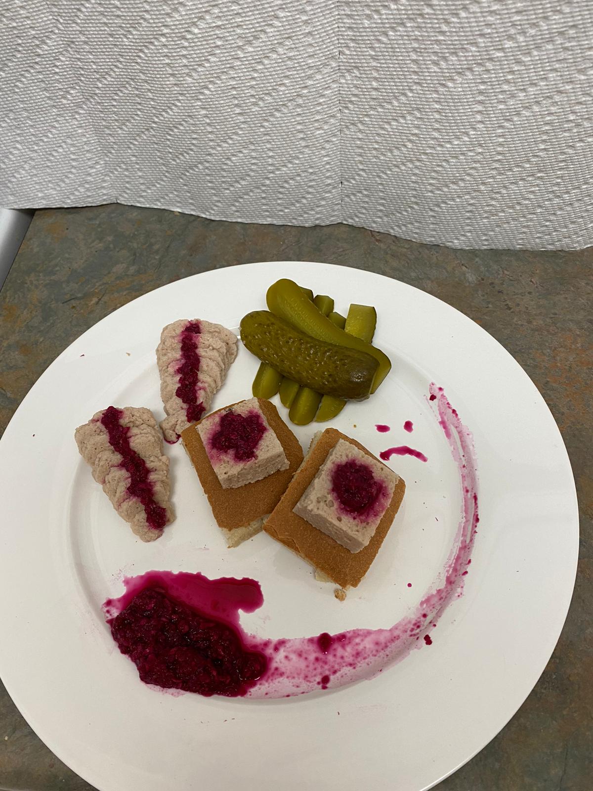 Gefilte Fish w/ Beet Horseradish & Dill Pickles on a Bed of Bread r/shittyfoodporn
