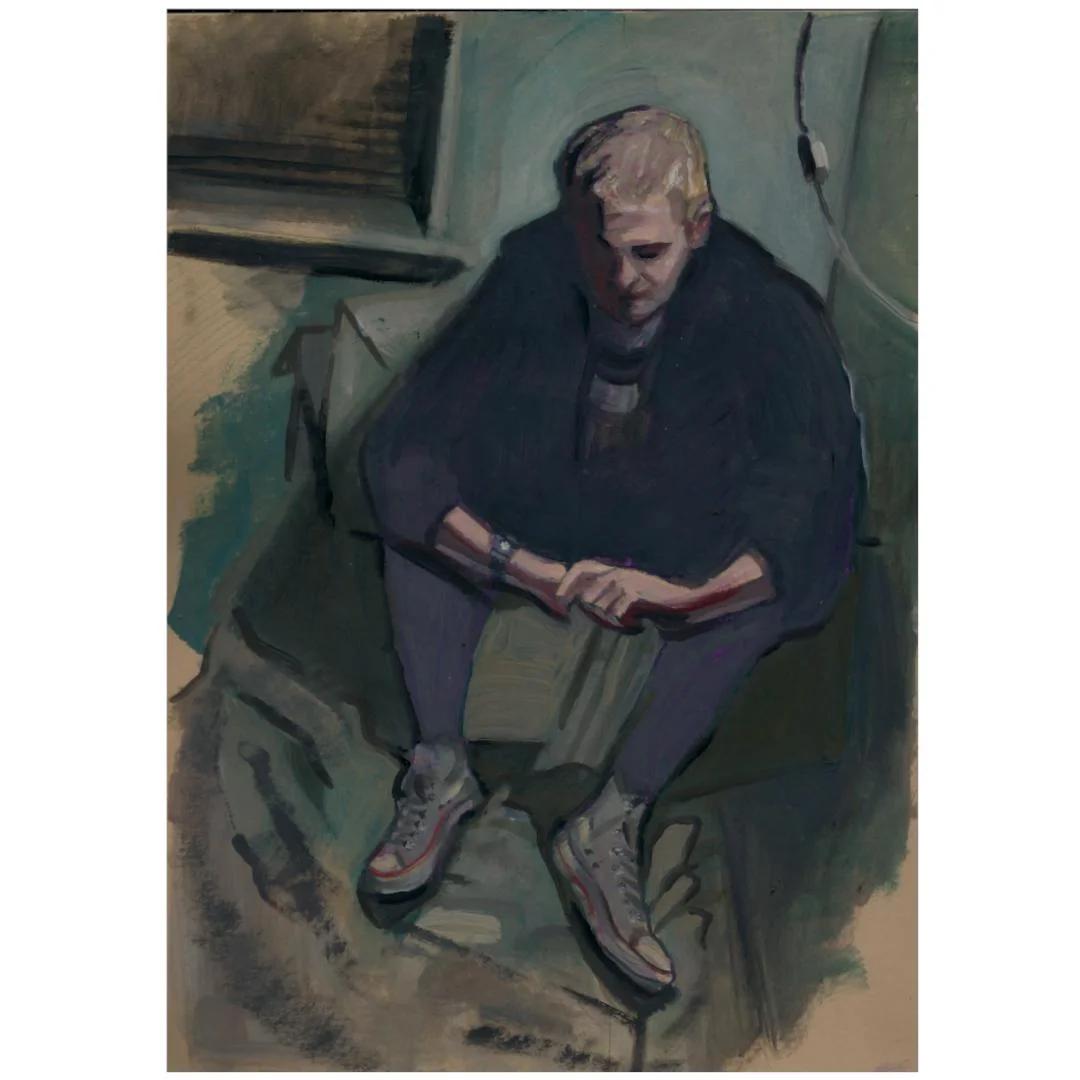 contemplating. oil on unprimed paper. r/oilpainting