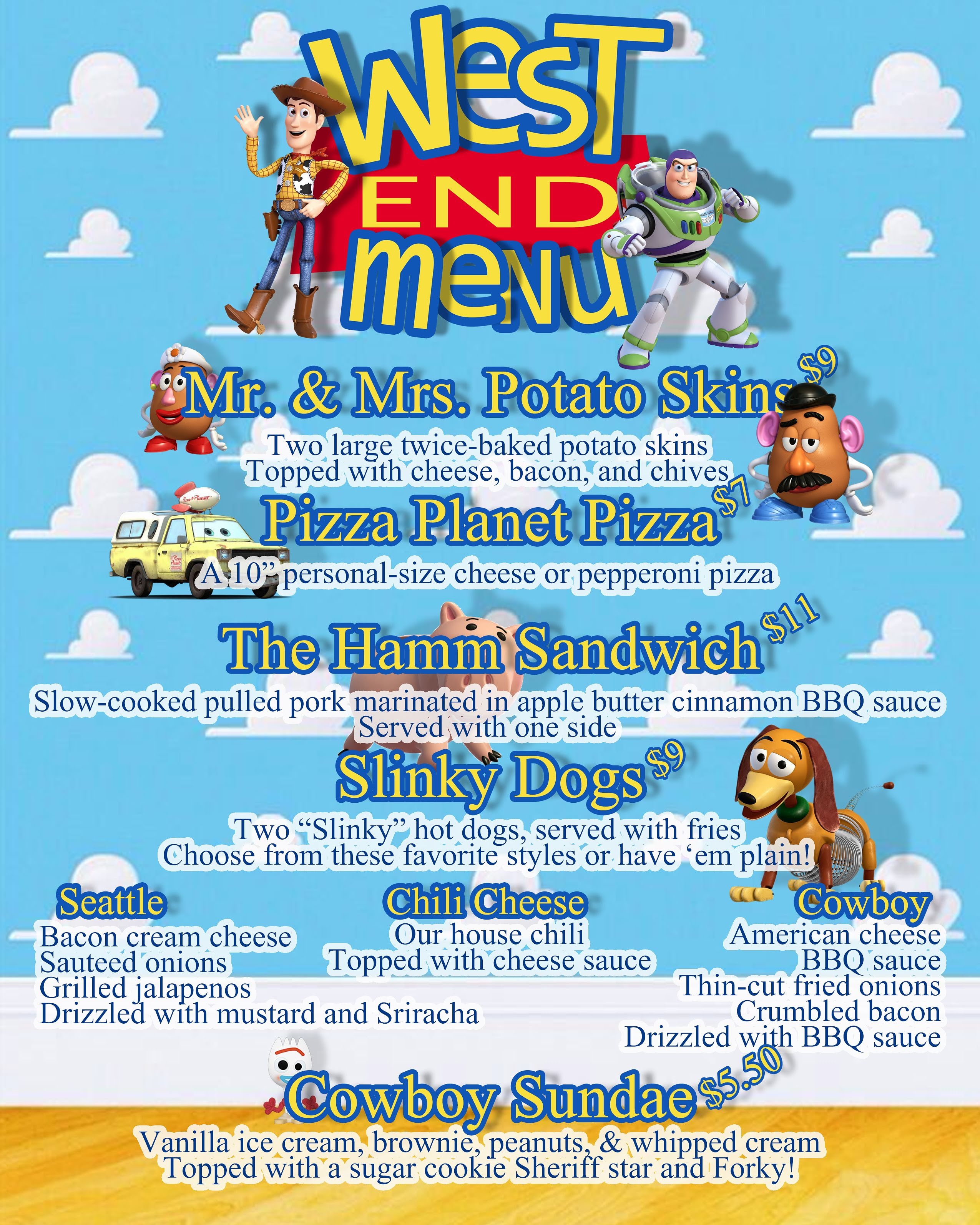 Menu I created for a Toy Story trivia night r/disney