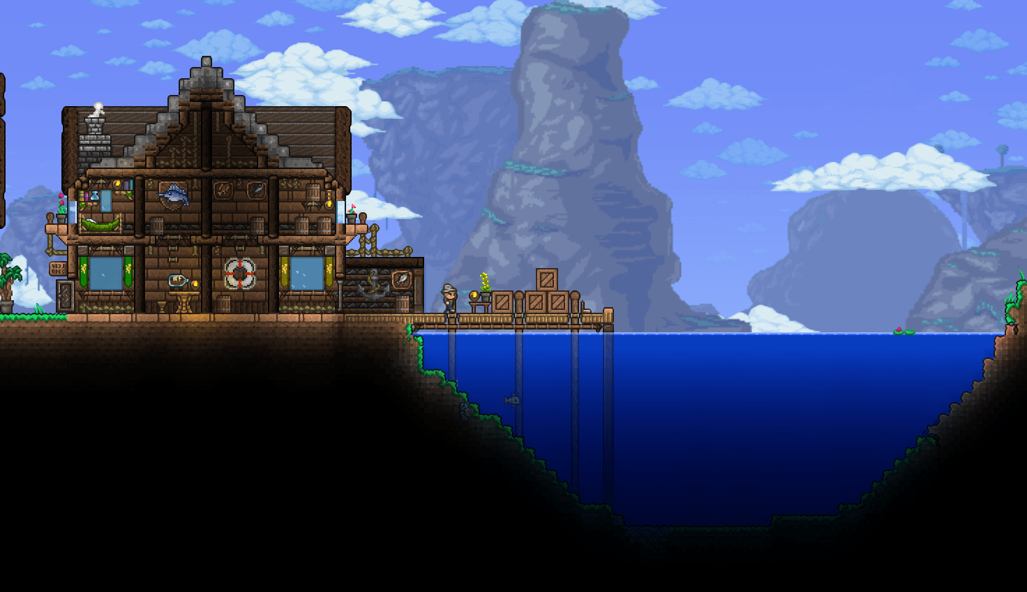 Built the angler a cozy fishing shack ) r/Terraria