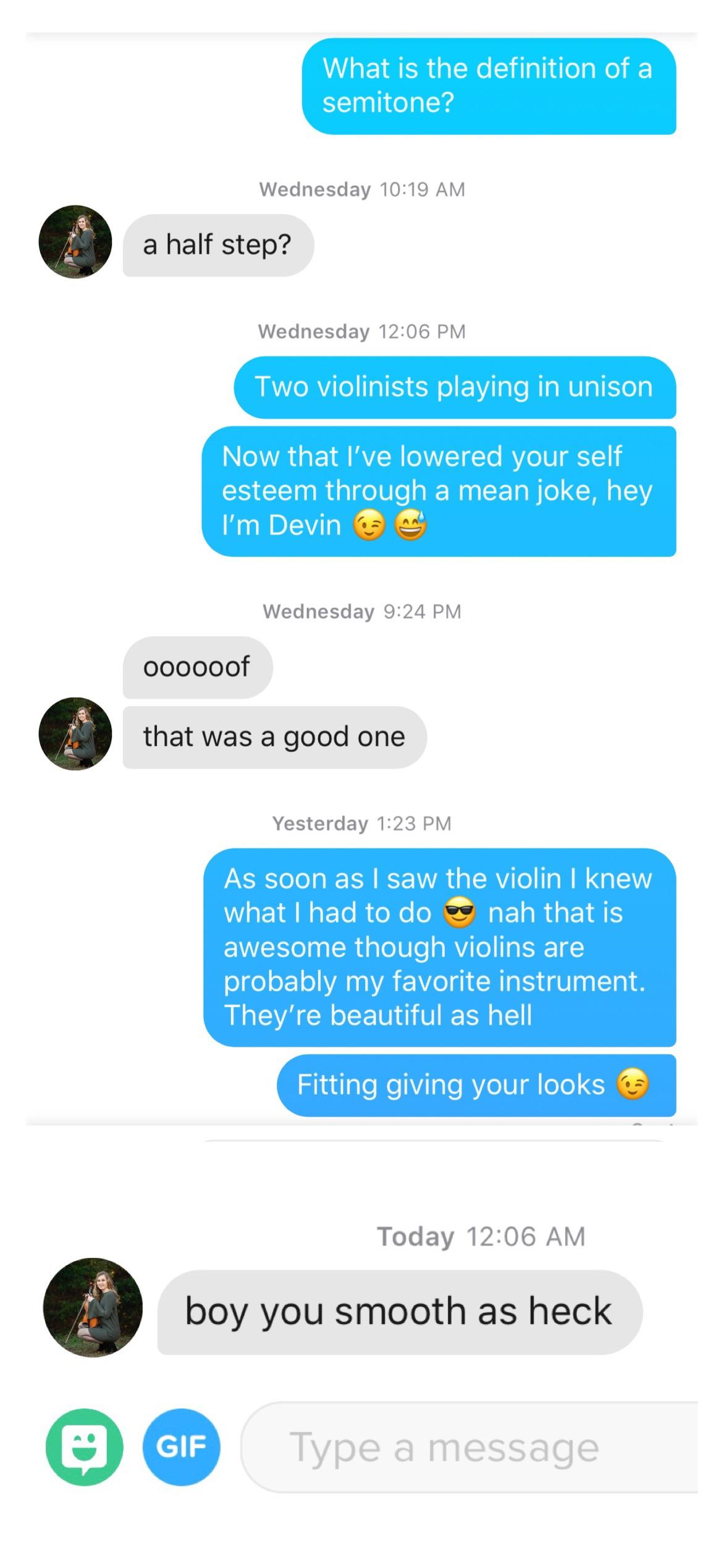 I never thought I could roll with a violin joke, but I’m in boys r/Tinder
