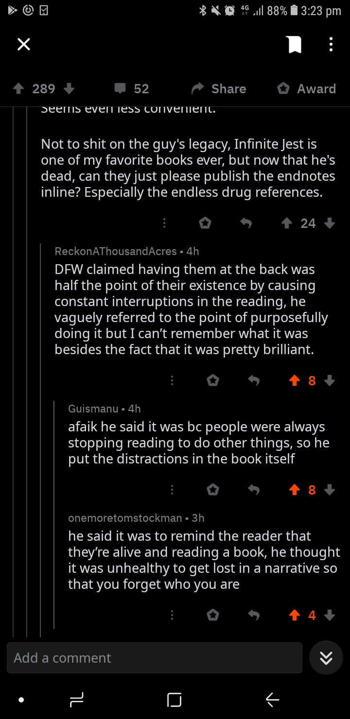 Endnotes, from a bookscirclejerk thread r/InfiniteJest